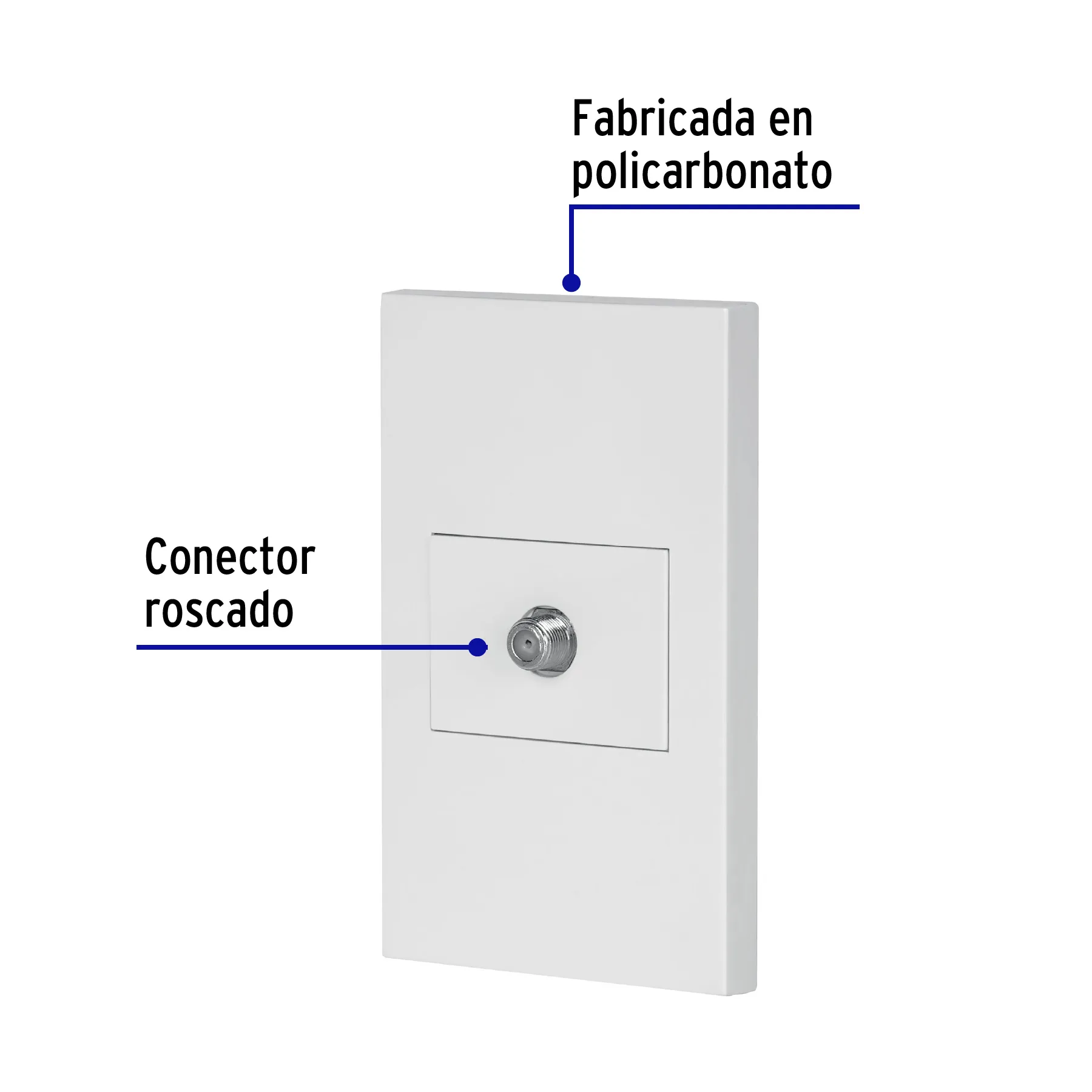 Placa armada 1 toma de TV, 1.5 módulos, Española, blanco PA-TV-EB, Foto 2 Tienda en línea de herramientas Truper