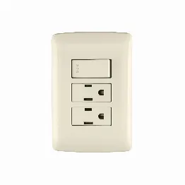 Placa armada 2 contactos e interruptor,marfil,línea Italiana, Foto 1 Tienda en línea de herramientas Truper