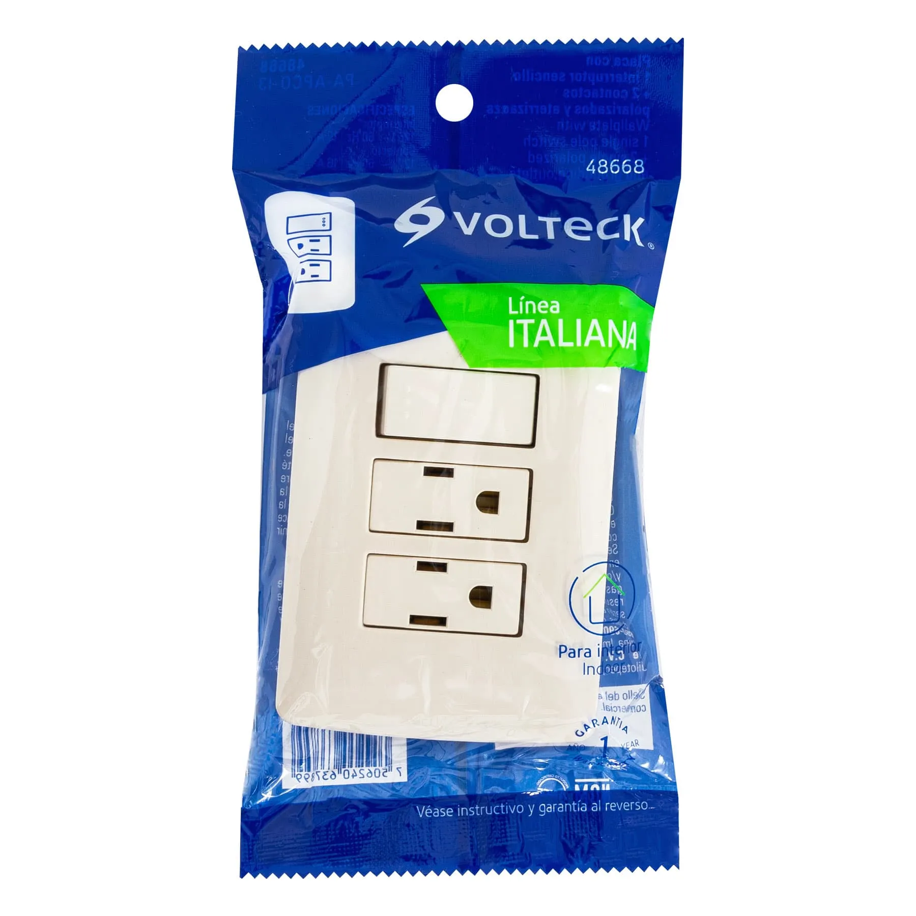 Placa armada 2 contactos e interruptor,marfil,línea Italiana PA-APCO-I3, Foto 4 Tienda en línea de herramientas Truper
