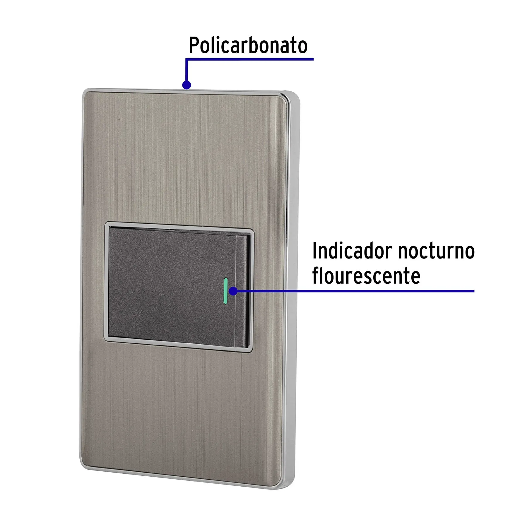 Placa armada acero 1 interruptor de 3 vías 1.5 mód, Lisboa PA-APSE15-ELA, Foto 2 Tienda en línea de herramientas Truper