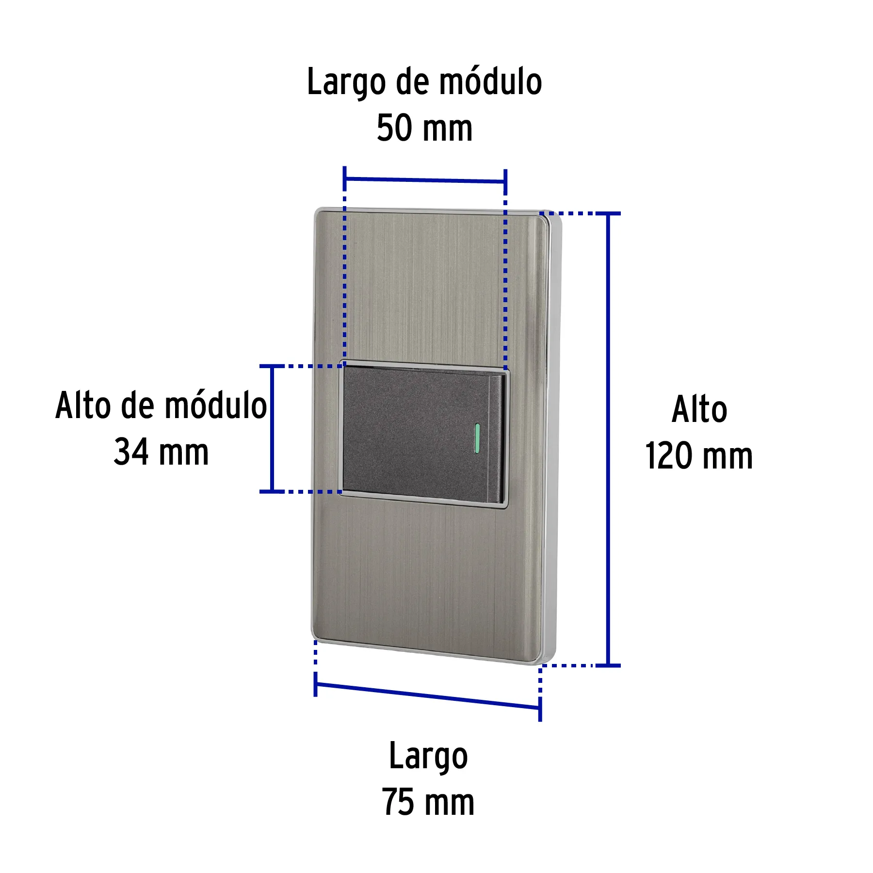 Placa armada acero 1 interruptor de 3 vías 1.5 mód, Lisboa PA-APSE15-ELA, Foto 3 Tienda en línea de herramientas Truper