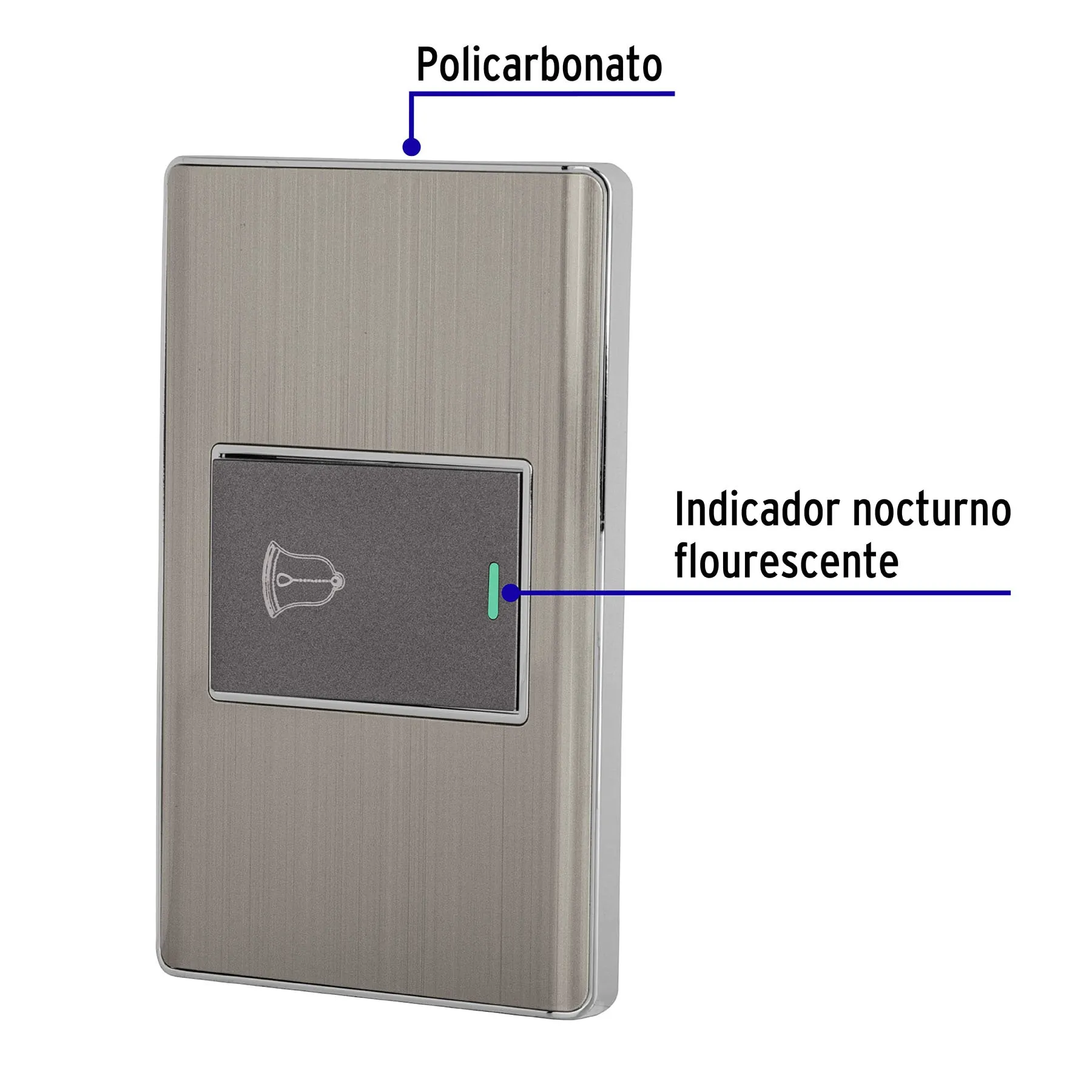 Placa armada acero 1 interruptor de timbre 1.5 mód, Lisboa PA-TI-LA, Foto 2 Tienda en línea de herramientas Truper