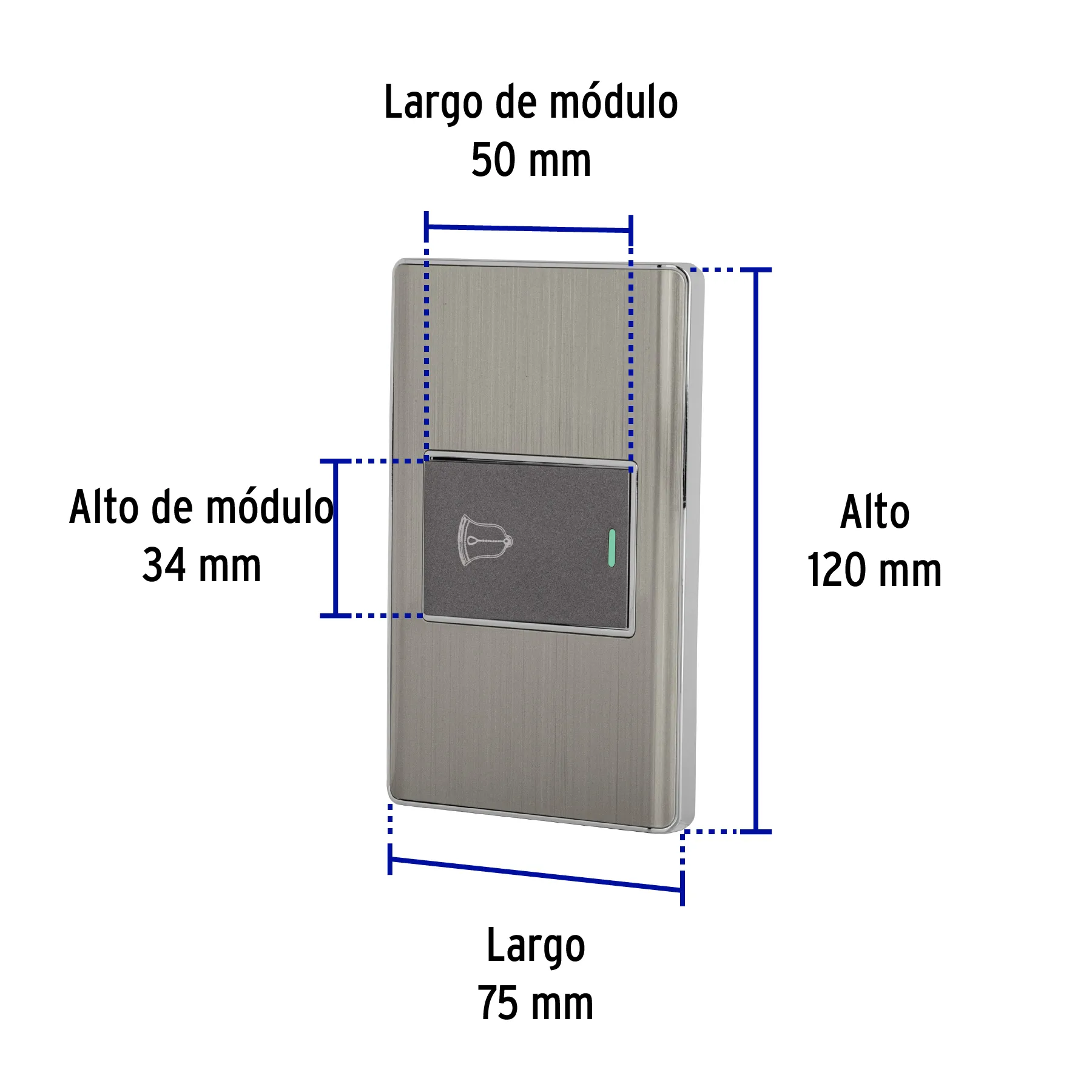 Placa armada acero 1 interruptor de timbre 1.5 mód, Lisboa PA-TI-LA, Foto 3 Tienda en línea de herramientas Truper
