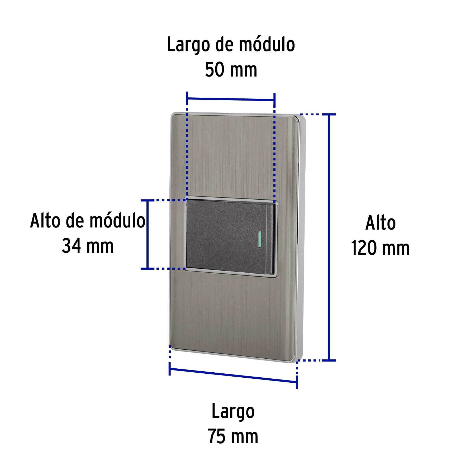 Placa armada acero inox 1 interruptor 1.5 módulos, Lisboa PA-APSE15-LA, Foto 3 Tienda en línea de herramientas Truper