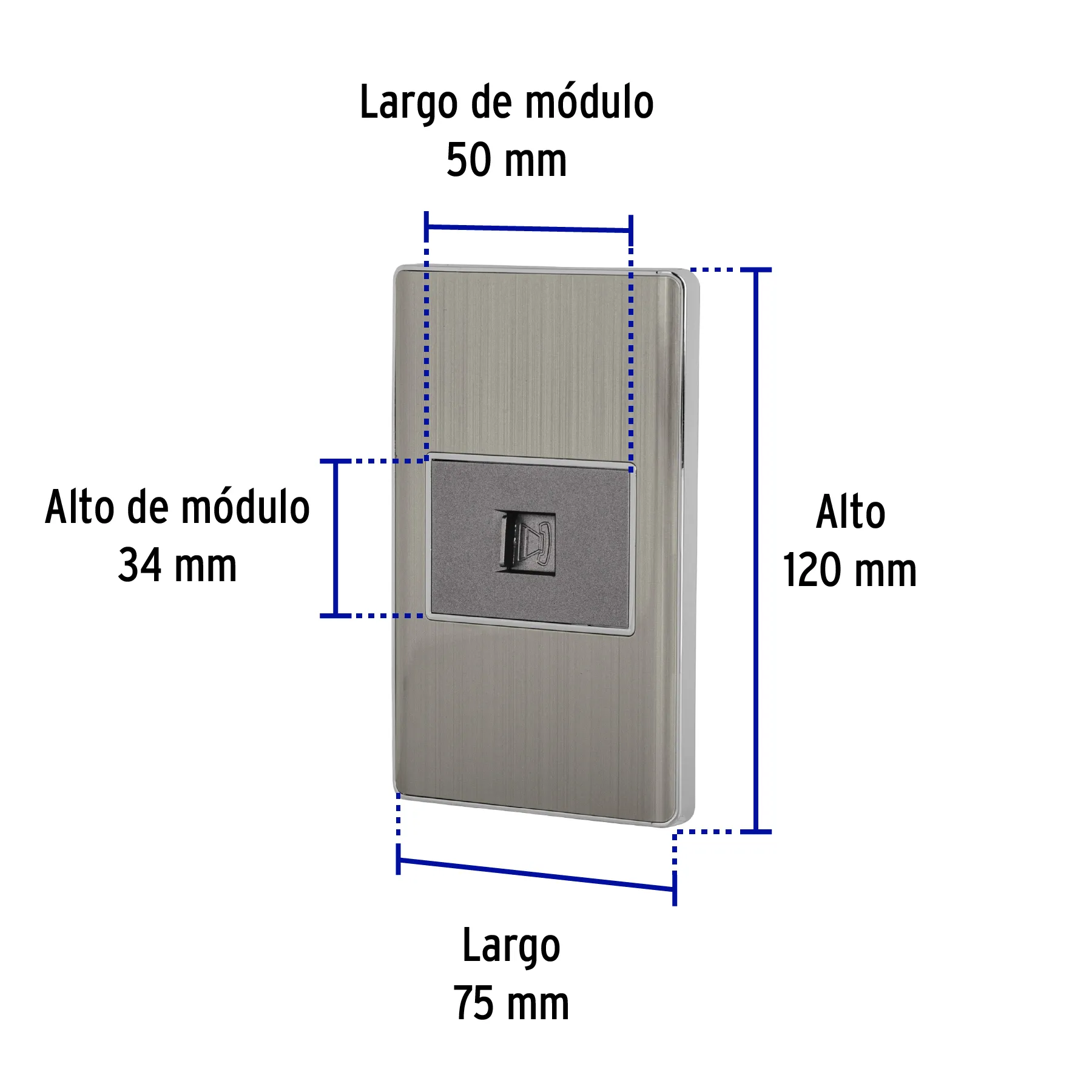 Placa armada acero inox 1 toma para teléfono 1.5 mód, Lisboa PA-TE-LA, Foto 3 Tienda en línea de herramientas Truper