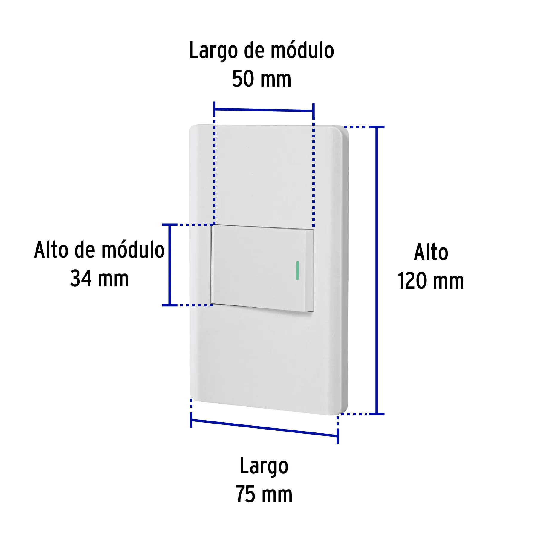 Placa armada blanca 1 interruptor 1.5 módulos, Lisboa PA-APSE15-LB, Foto 3 Tienda en línea de herramientas Truper