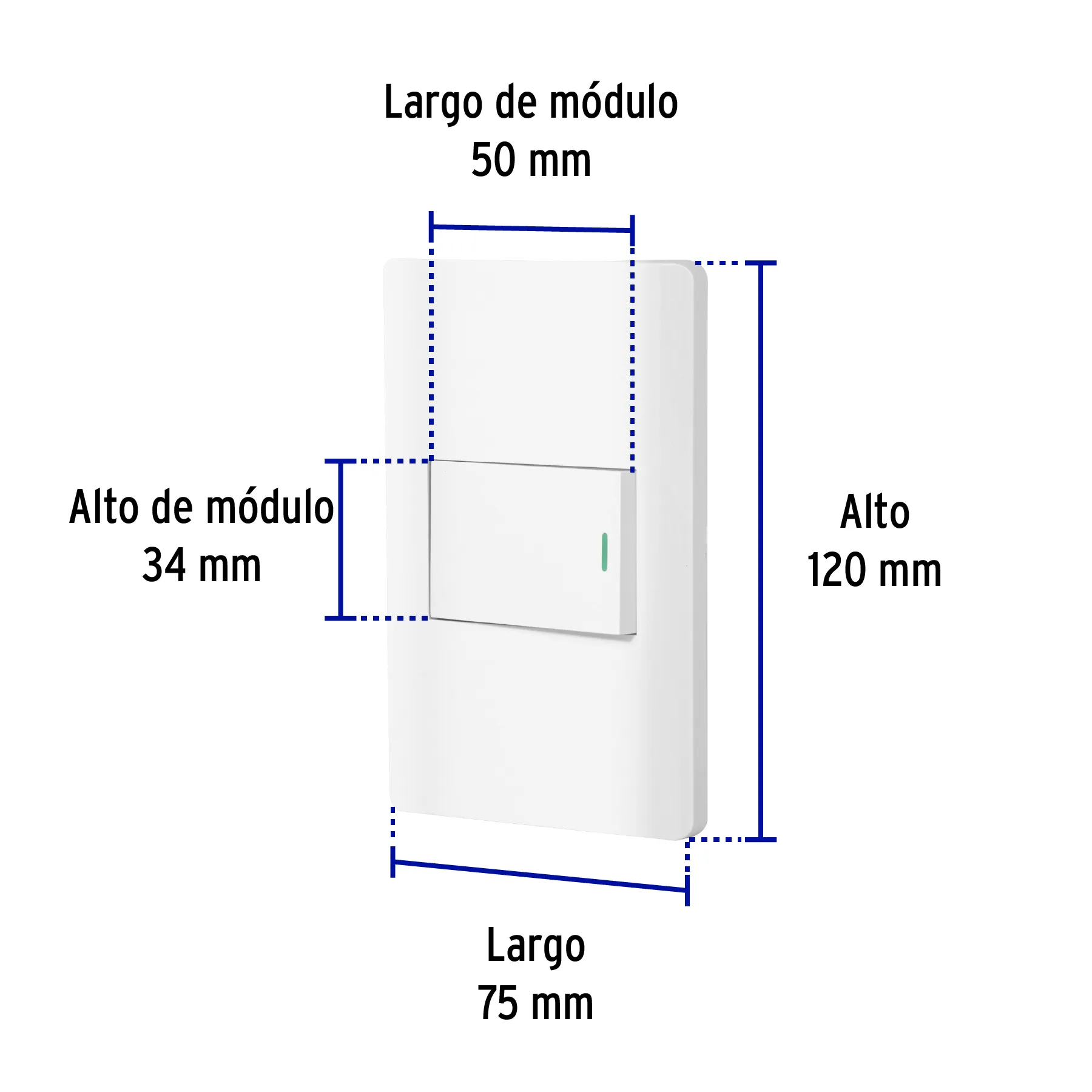 Placa armada blanca 1 interruptor de 3 vías 1.5 mód, Lisboa PA-APSE15-ELB, Foto 3 Tienda en línea de herramientas Truper