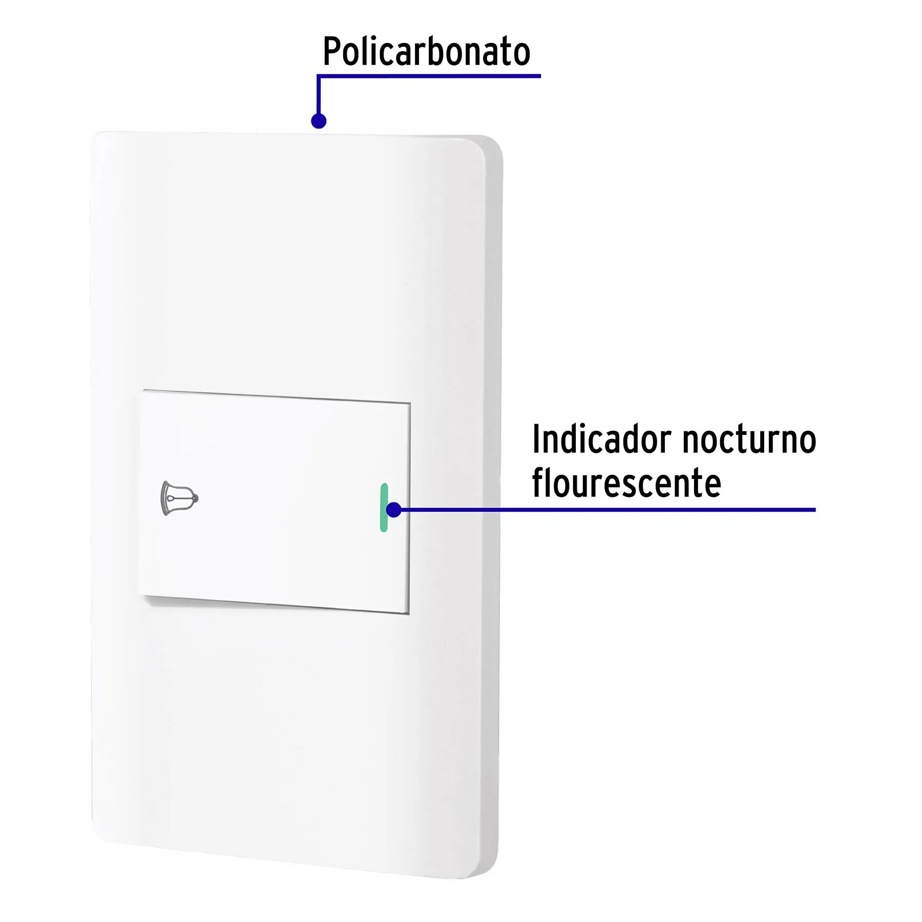 Placa armada blanca 1 interruptor de timbre 1.5 mód, Lisboa PA-TI-LB, Foto 2 Tienda en línea de herramientas Truper
