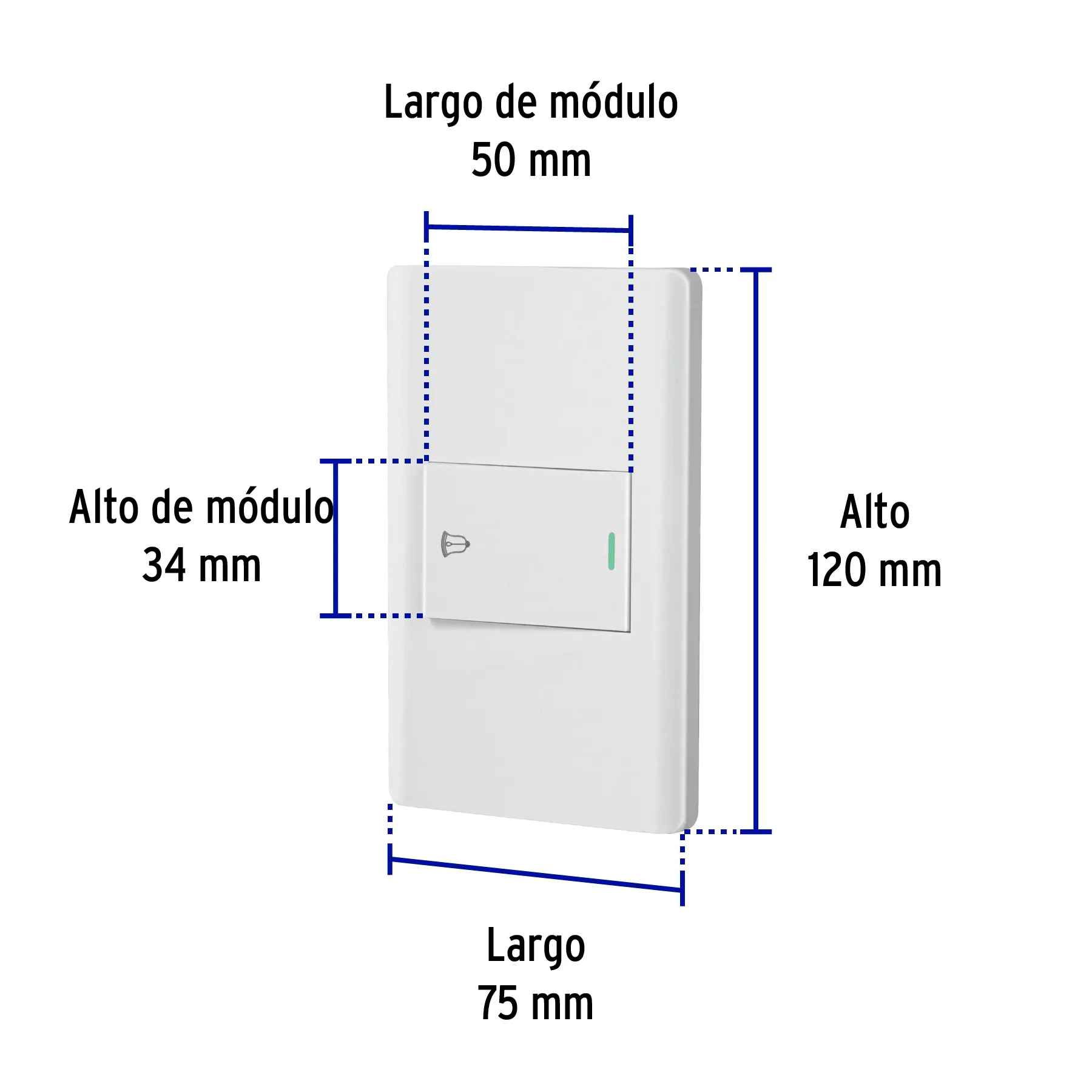Placa armada blanca 1 interruptor de timbre 1.5 mód, Lisboa PA-TI-LB, Foto 3 Tienda en línea de herramientas Truper