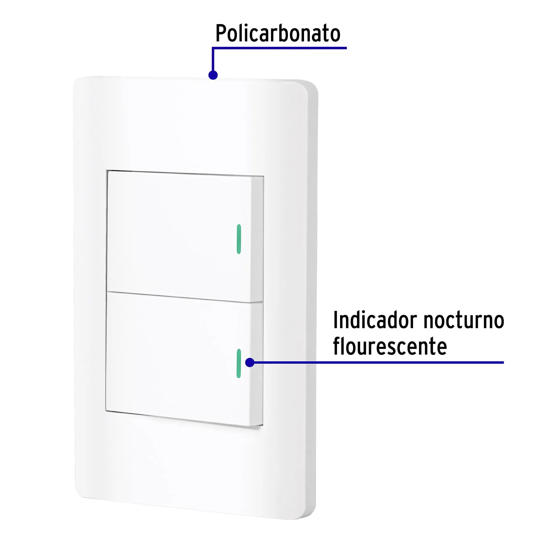 Placa armada blanca 1 interruptor y 1 de 3vías 1.5mód, Lisbo PA-APDO15-ELB, Foto 2 Tienda en línea de herramientas Truper