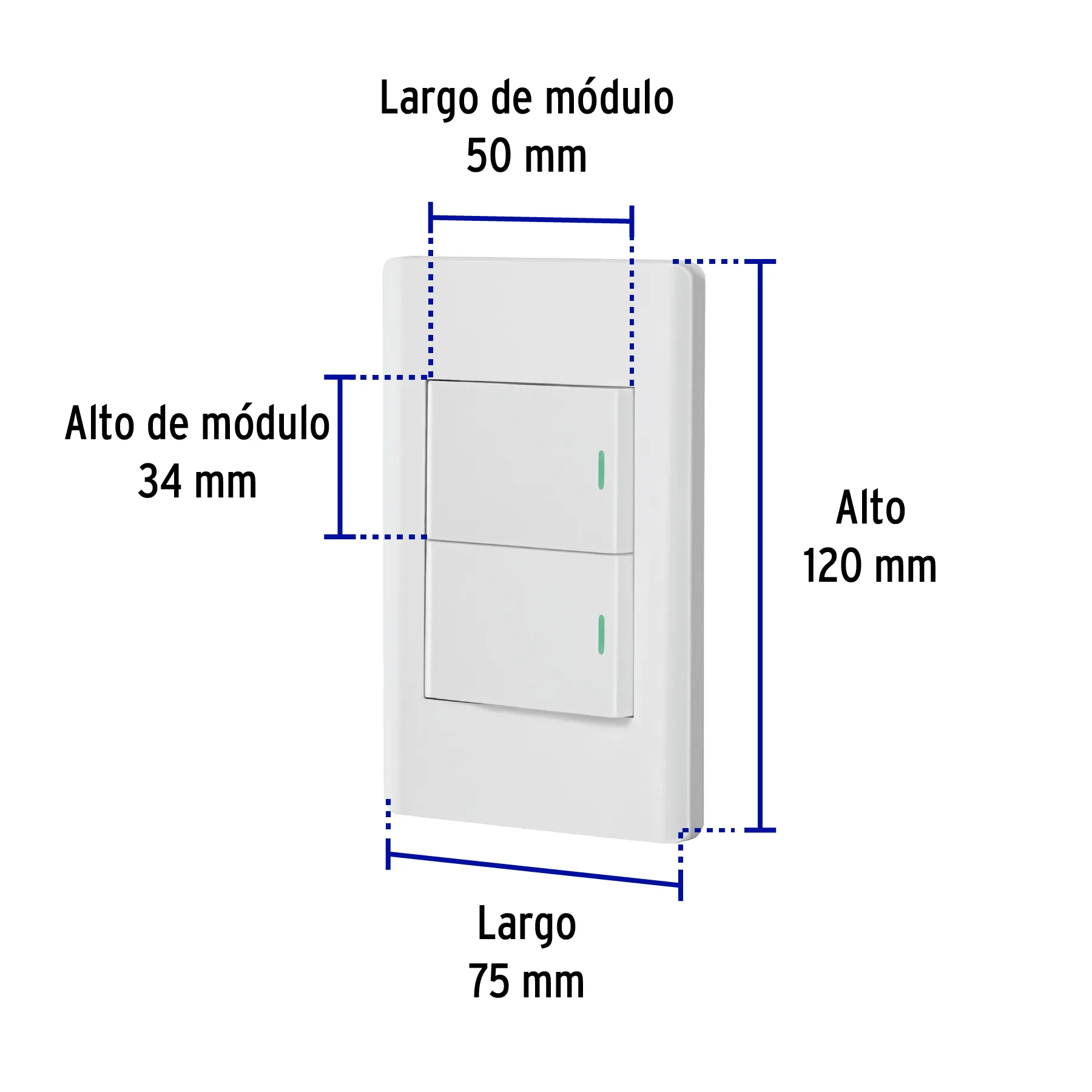 Placa armada blanca 1 interruptor y 1 de 3vías 1.5mód, Lisbo PA-APDO15-ELB, Foto 3 Tienda en línea de herramientas Truper