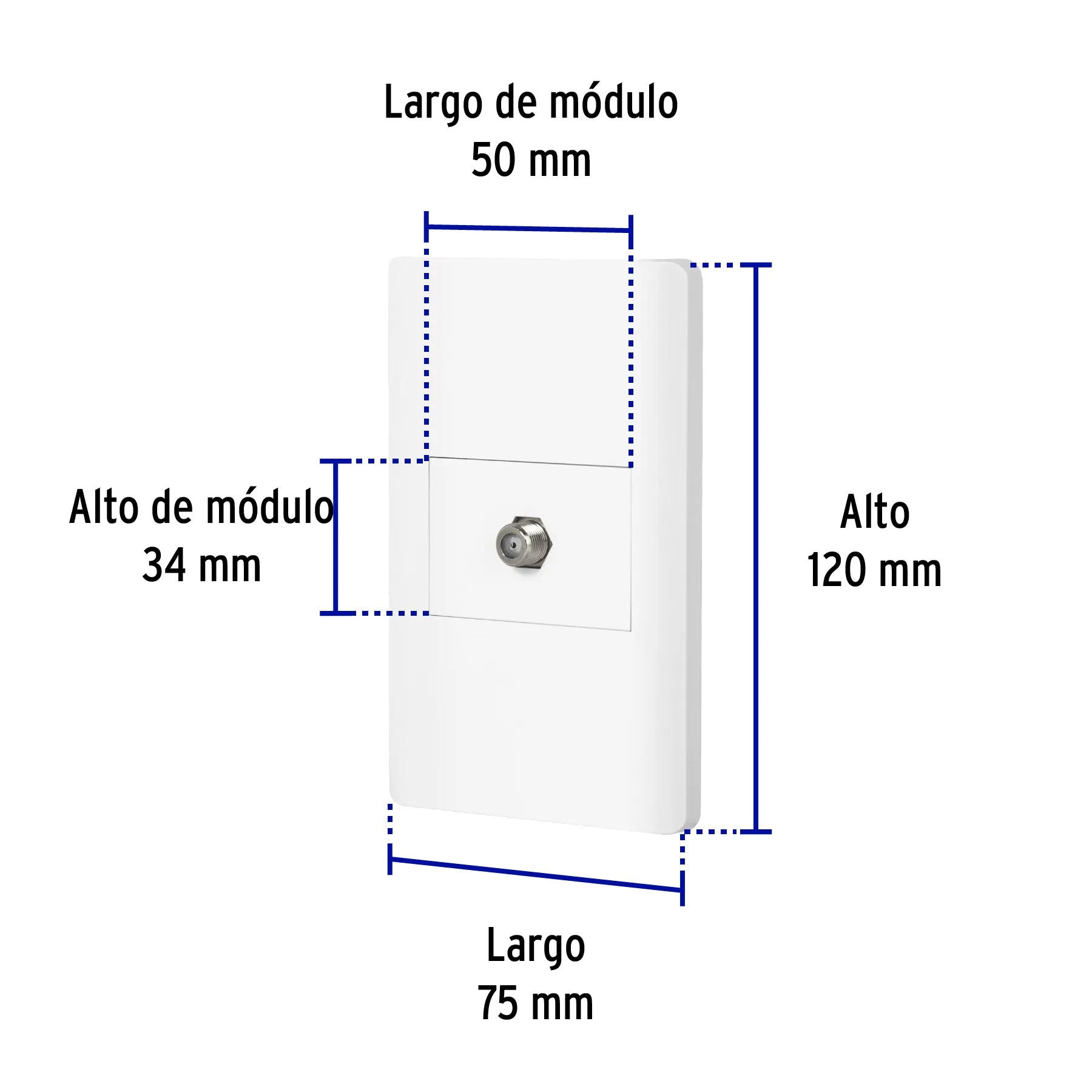 Placa armada blanca 1 toma de TV, 1.5 módulos, Lisboa PA-TV-LB, Foto 3 Tienda en línea de herramientas Truper
