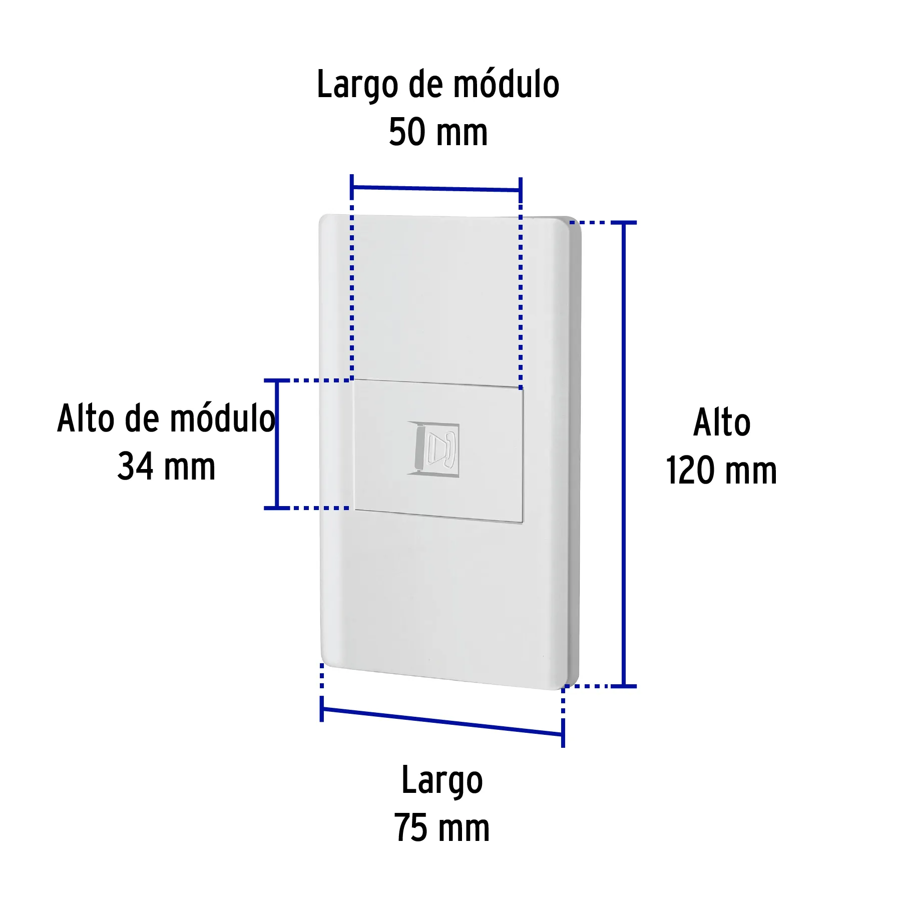 Placa armada blanca 1 toma para teléfono 1.5 mód, Lisboa PA-TE-LB, Foto 3 Tienda en línea de herramientas Truper