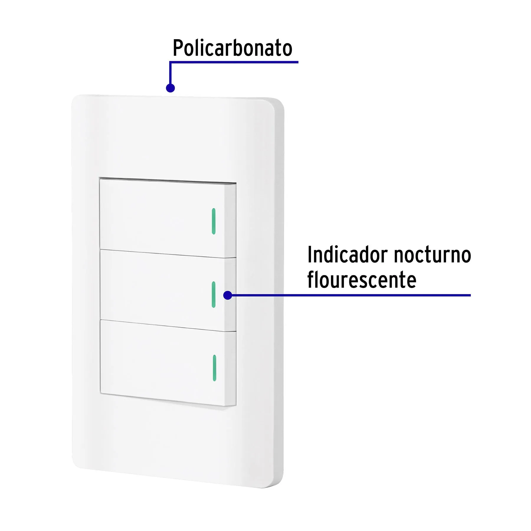 Placa armada blanca 2 interruptores 1 de 3 vías 1 mód, Lisbo PA-APTR-ELB, Foto 2 Tienda en línea de herramientas Truper