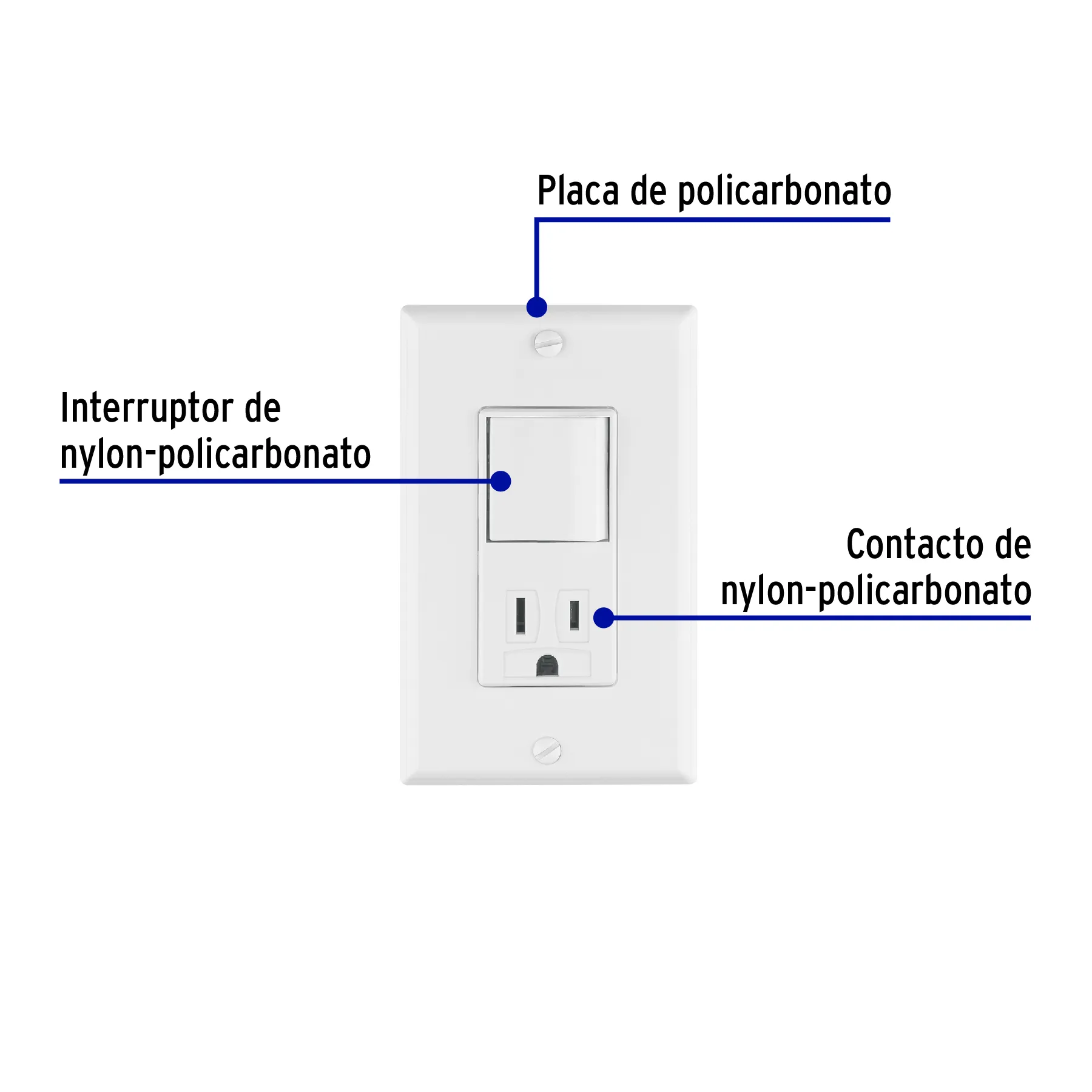 Placa armada contacto e interruptor Classic, Volteck PA-COAP-CLP, Foto 2 Tienda en línea de herramientas Truper