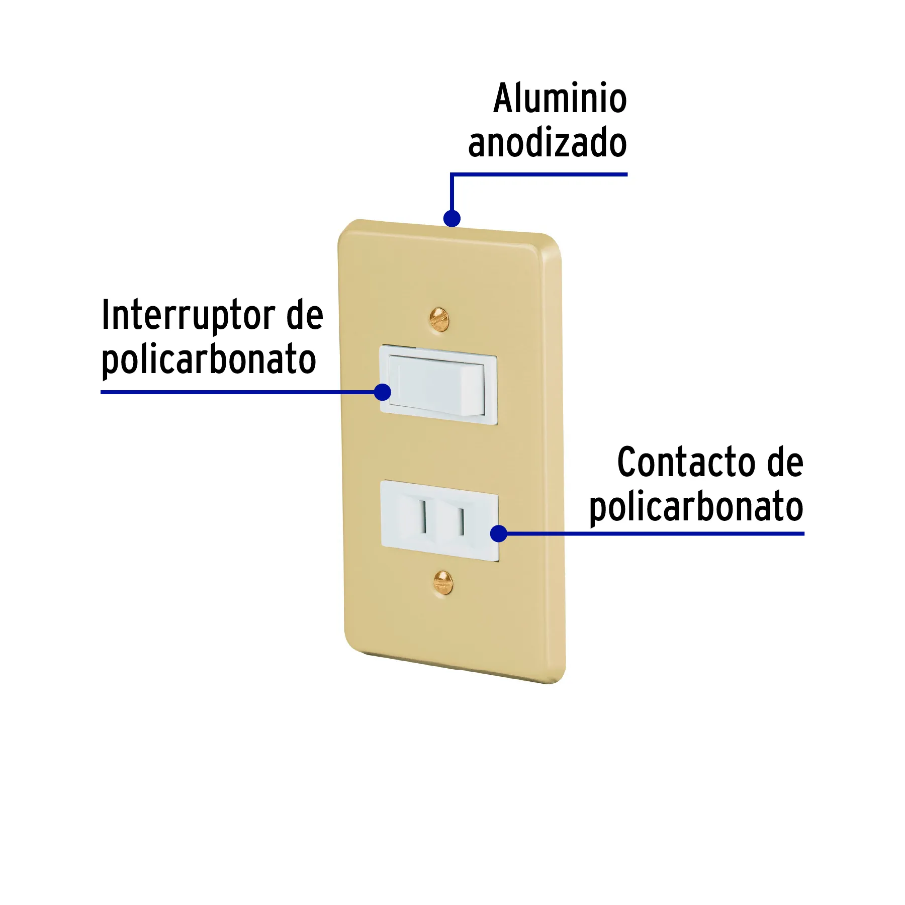 Placa armada contacto e interruptor, línea Económica PA-APCO-E, Foto 2 Tienda en línea de herramientas Truper
