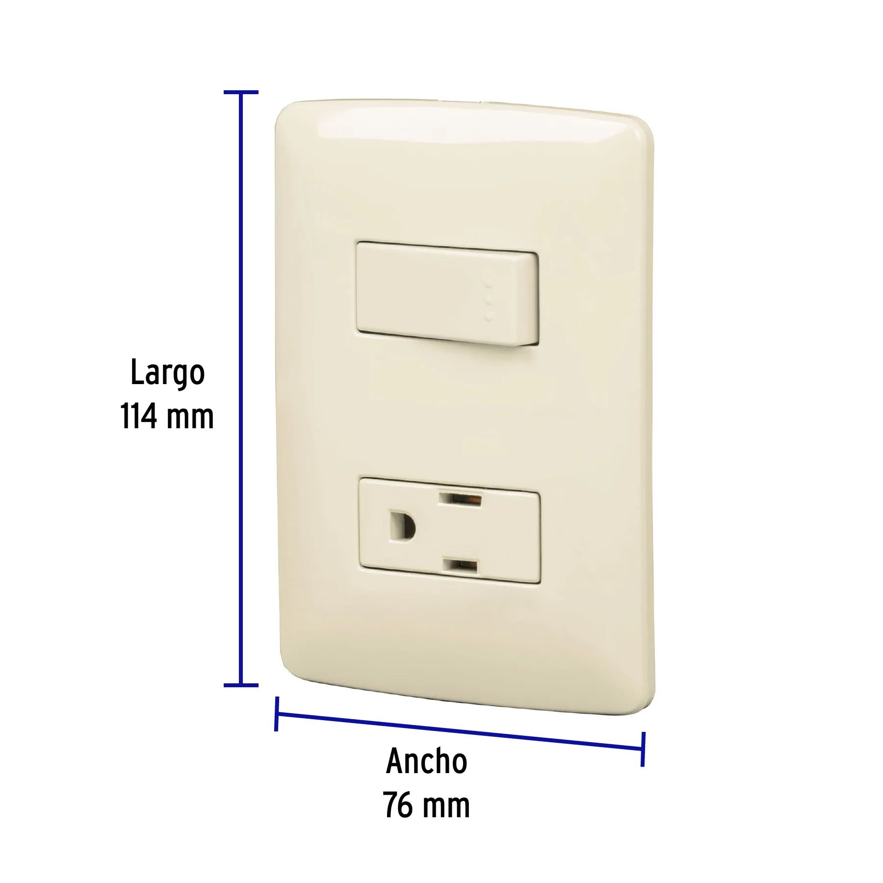 Placa armada contacto e interruptor, marfil, línea Italiana PA-APCO-I, Foto 2 Tienda en línea de herramientas Truper