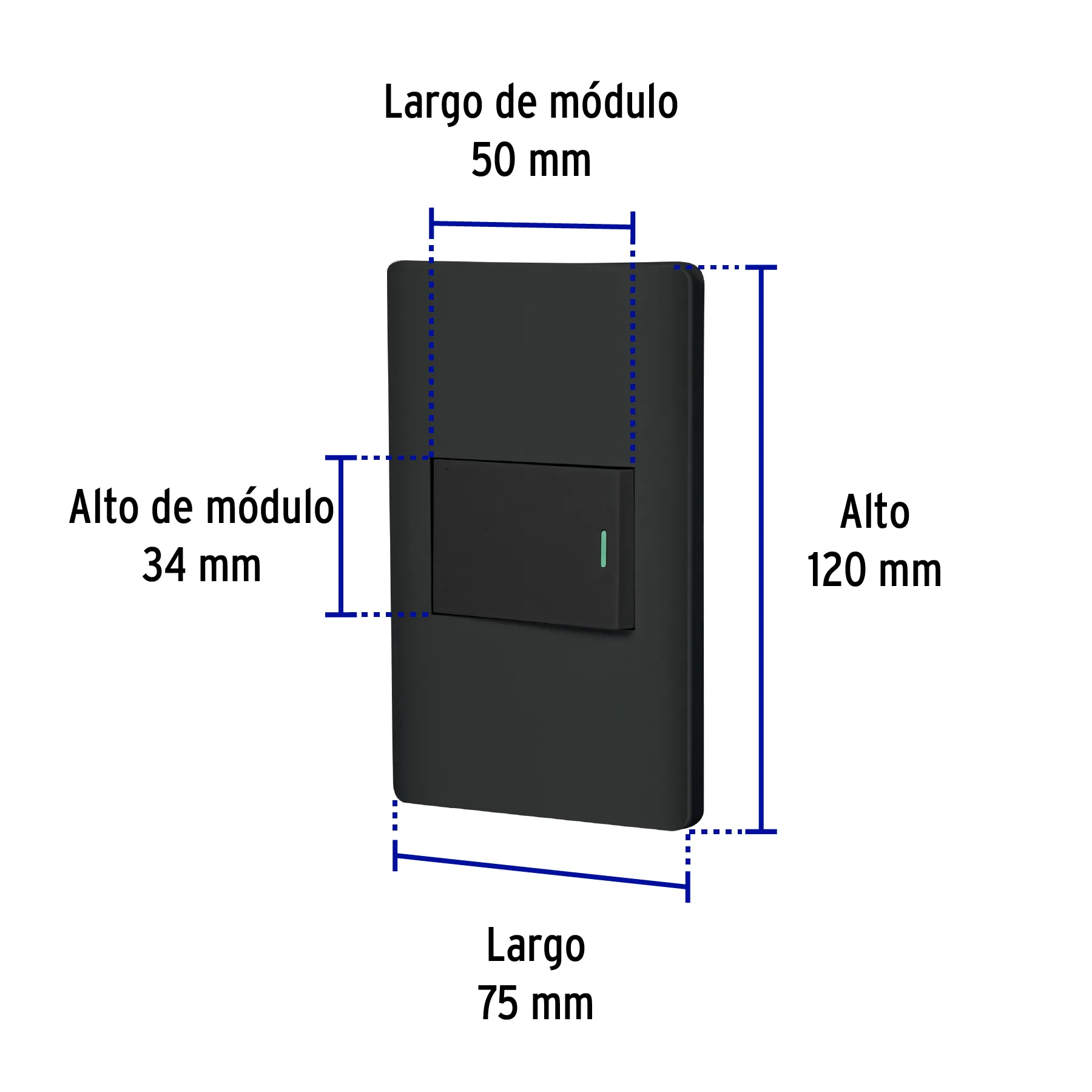 Placa armada negra 1 interruptor de 3 vías 1.5 mód, Lisboa PA-APSE15-ELN, Foto 3 Tienda en línea de herramientas Truper