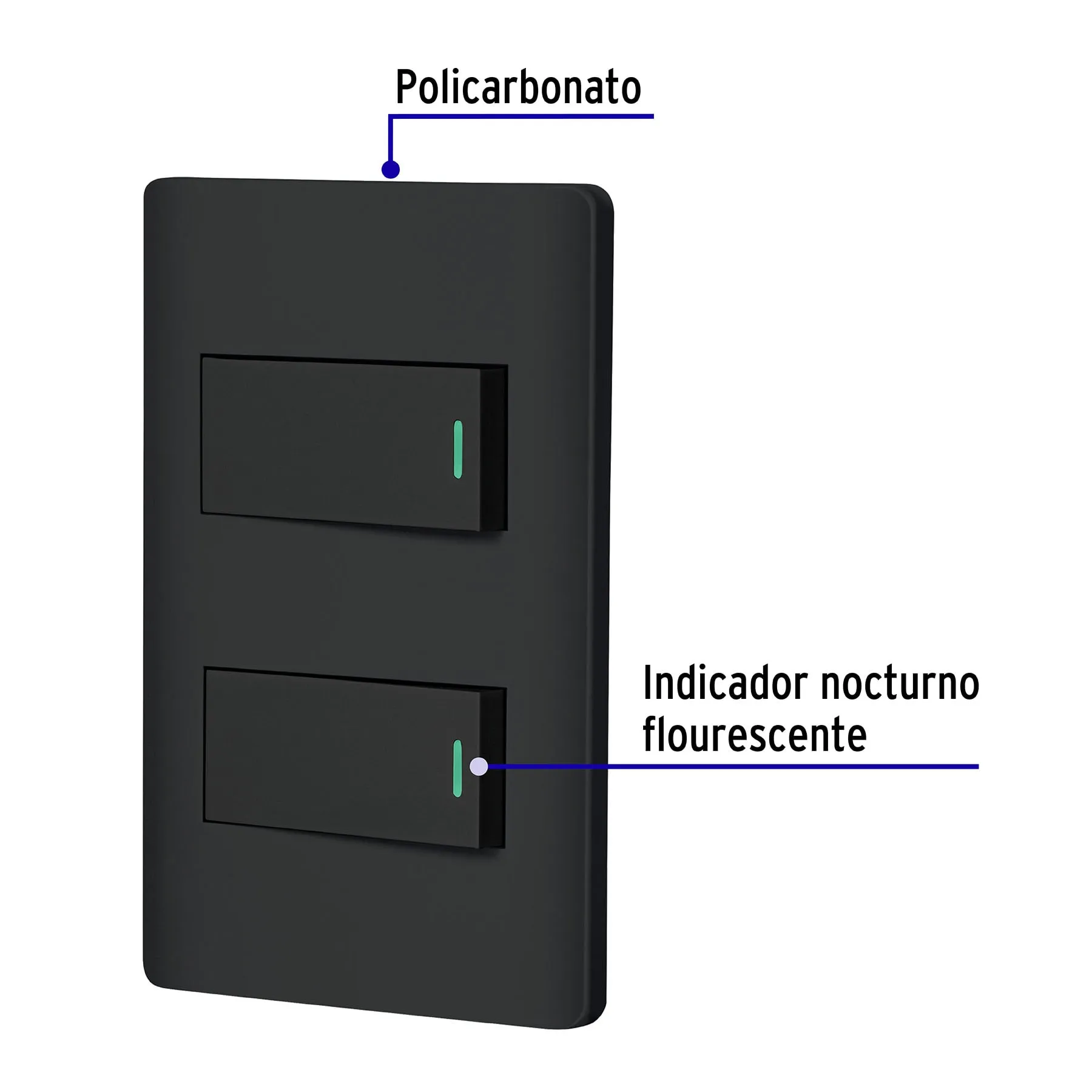 Placa armada negra 1 interruptor y 1 de 3 vías 1 mód,Lisboa PA-APDO1-ELN, Foto 2 Tienda en línea de herramientas Truper