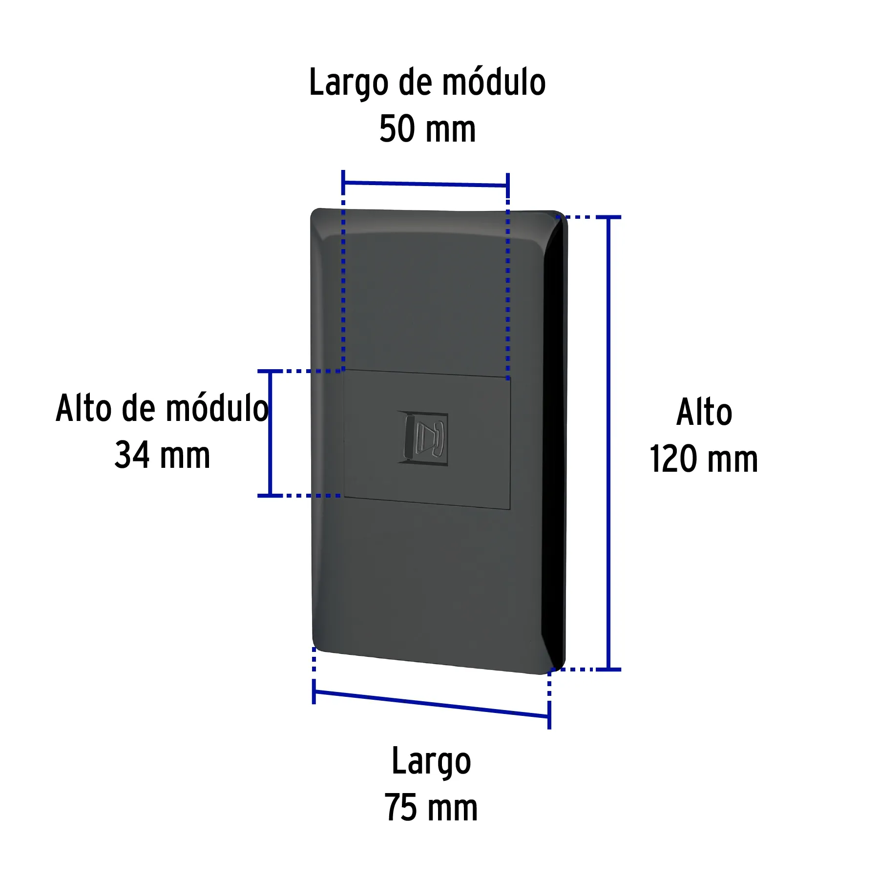Placa armada negra 1 toma para teléfono 1.5 mód, Lisboa PA-TE-LN, Foto 3 Tienda en línea de herramientas Truper