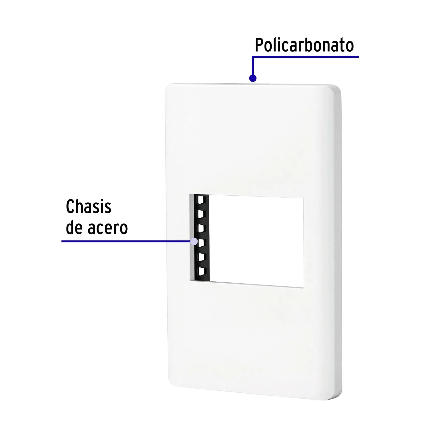Placa blanca de 1 ventana 1.5 módulos, línea Lisboa, Volteck PPSE15-LB, Foto 2 Tienda en línea de herramientas Truper