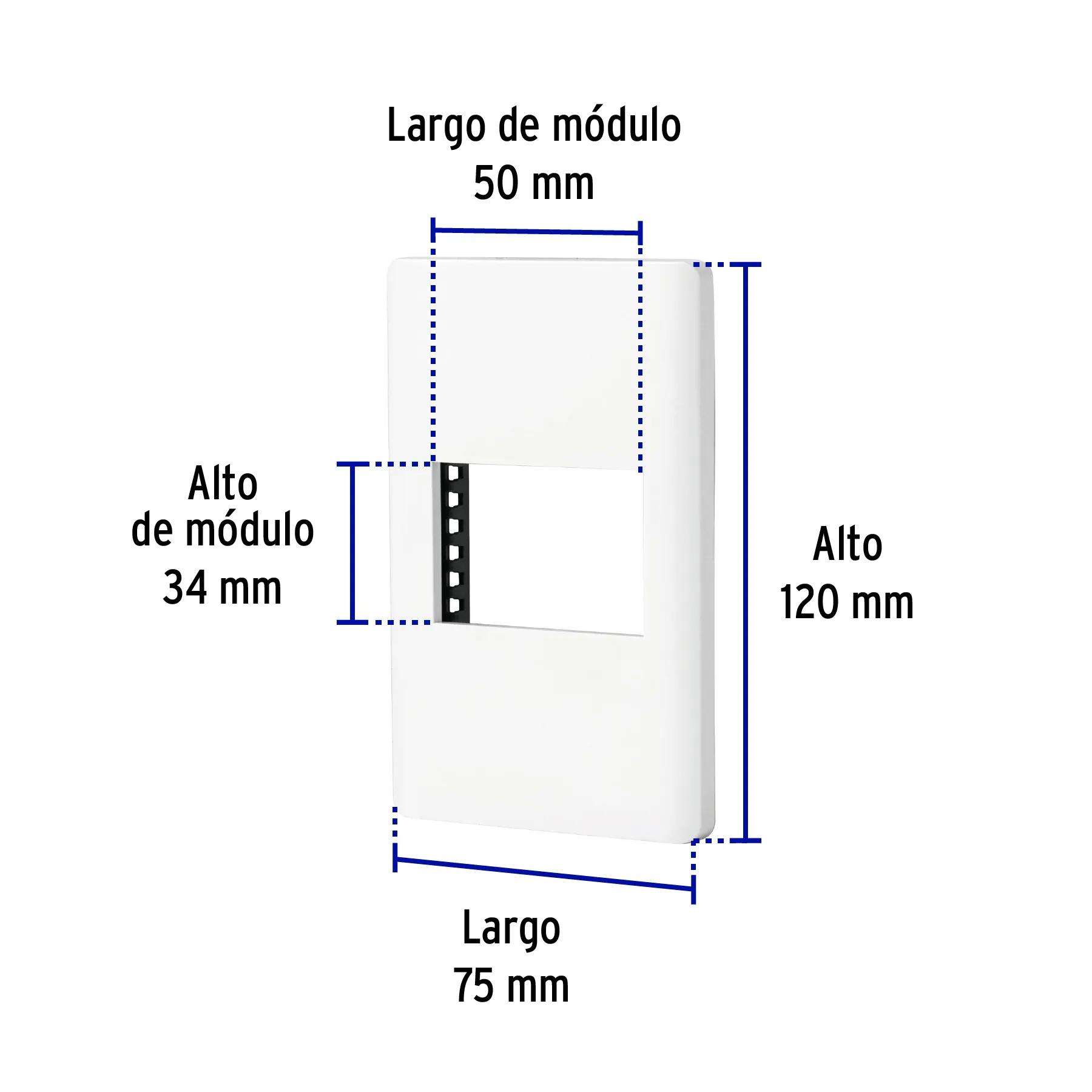 Placa blanca de 1 ventana 1.5 módulos, línea Lisboa, Volteck PPSE15-LB, Foto 3 Tienda en línea de herramientas Truper