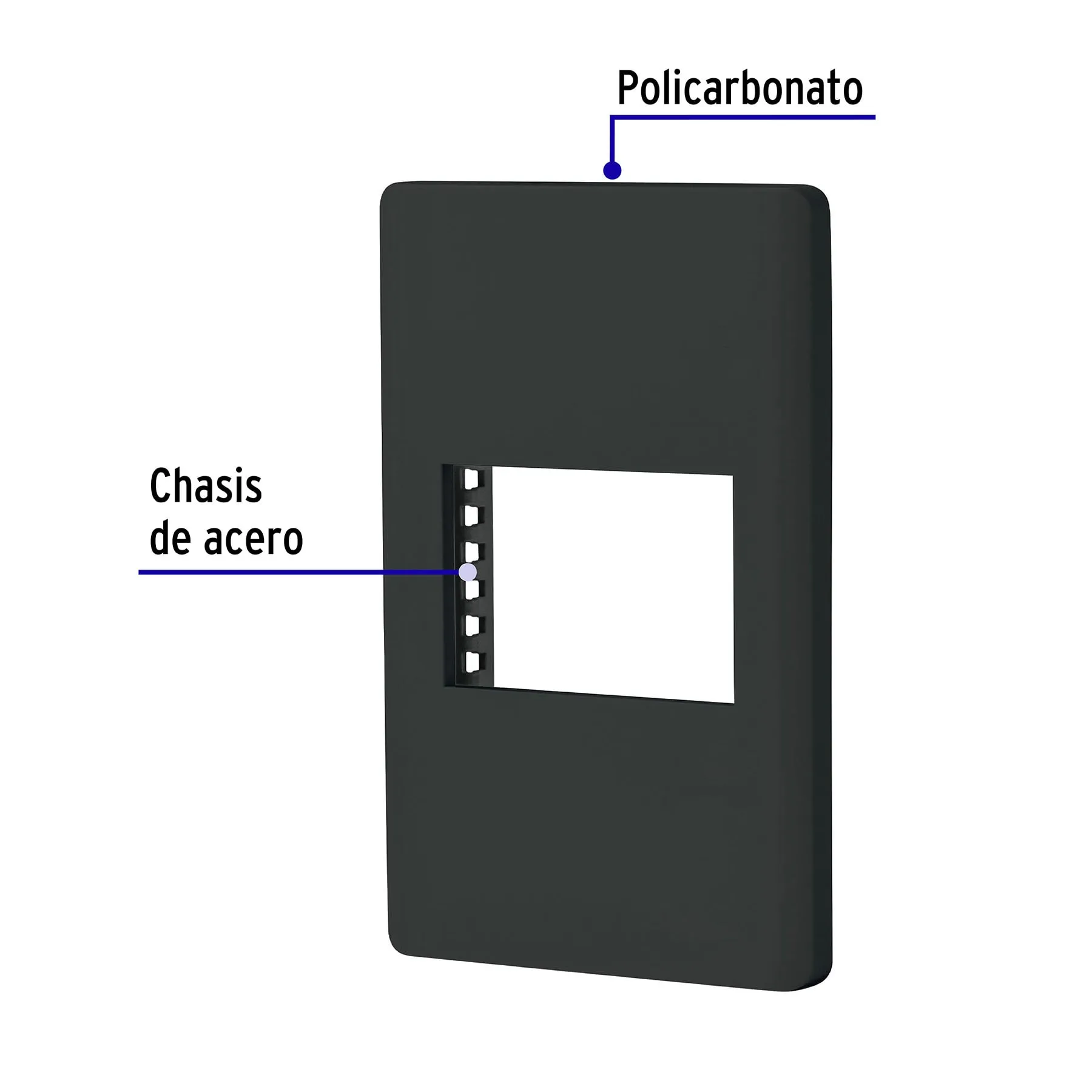 Placa negra de 1 ventana 1.5 módulos, línea Lisboa, Volteck PPSE15-LN, Foto 2 Tienda en línea de herramientas Truper