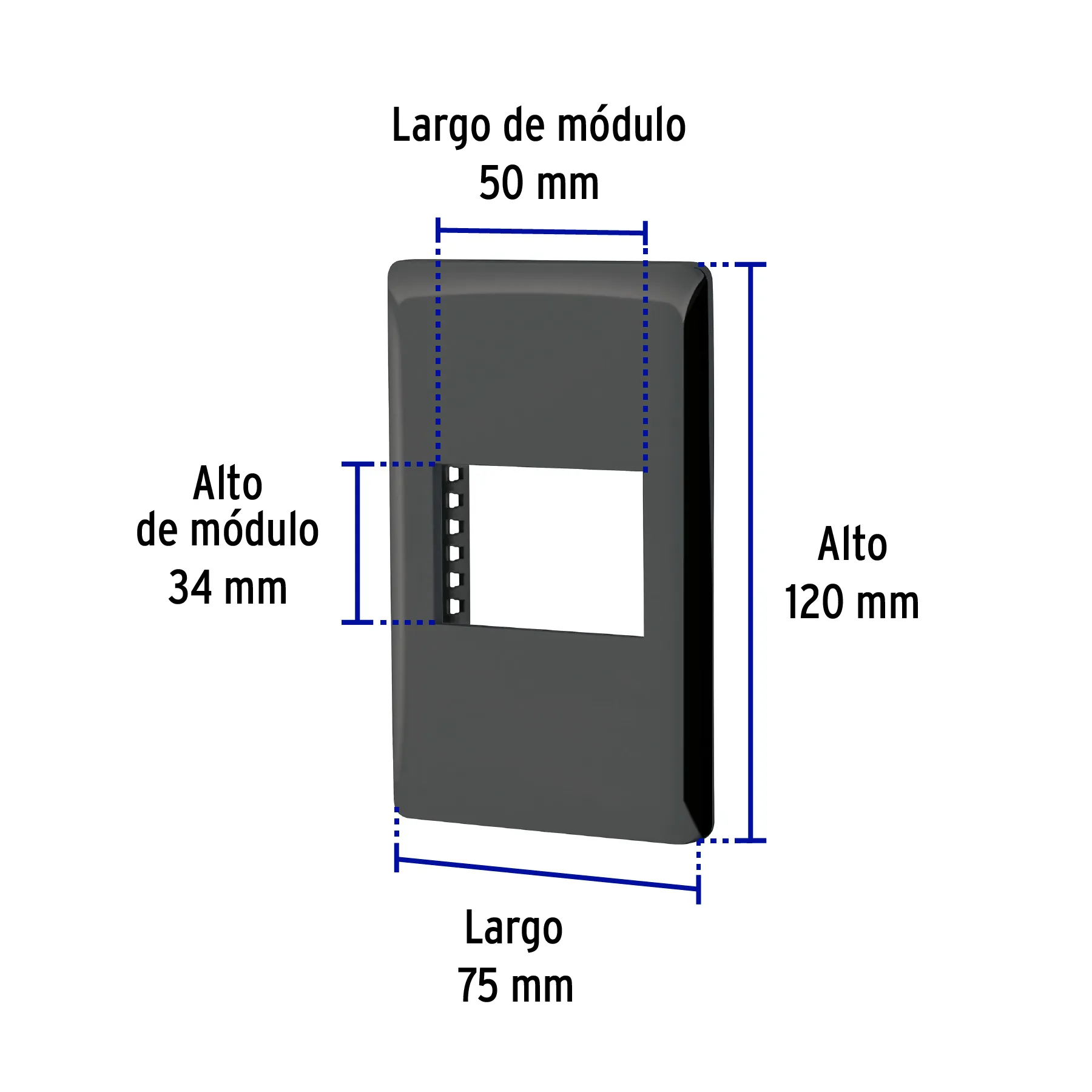 Placa negra de 1 ventana 1.5 módulos, línea Lisboa, Volteck PPSE15-LN, Foto 3 Tienda en línea de herramientas Truper
