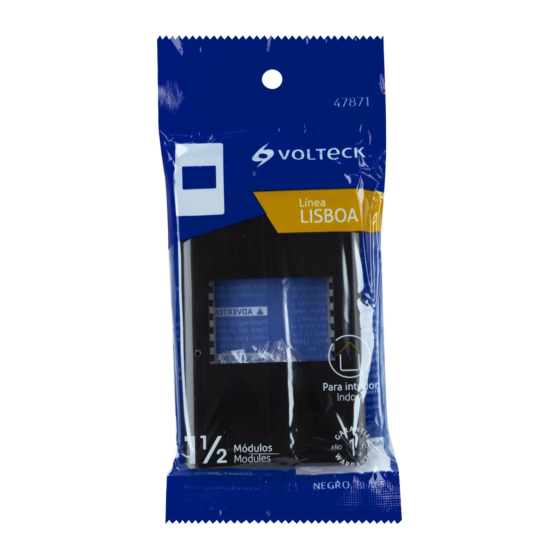 Placa negra de 1 ventana 1.5 módulos, línea Lisboa, Volteck PPSE15-LN, Foto 4 Tienda en línea de herramientas Truper