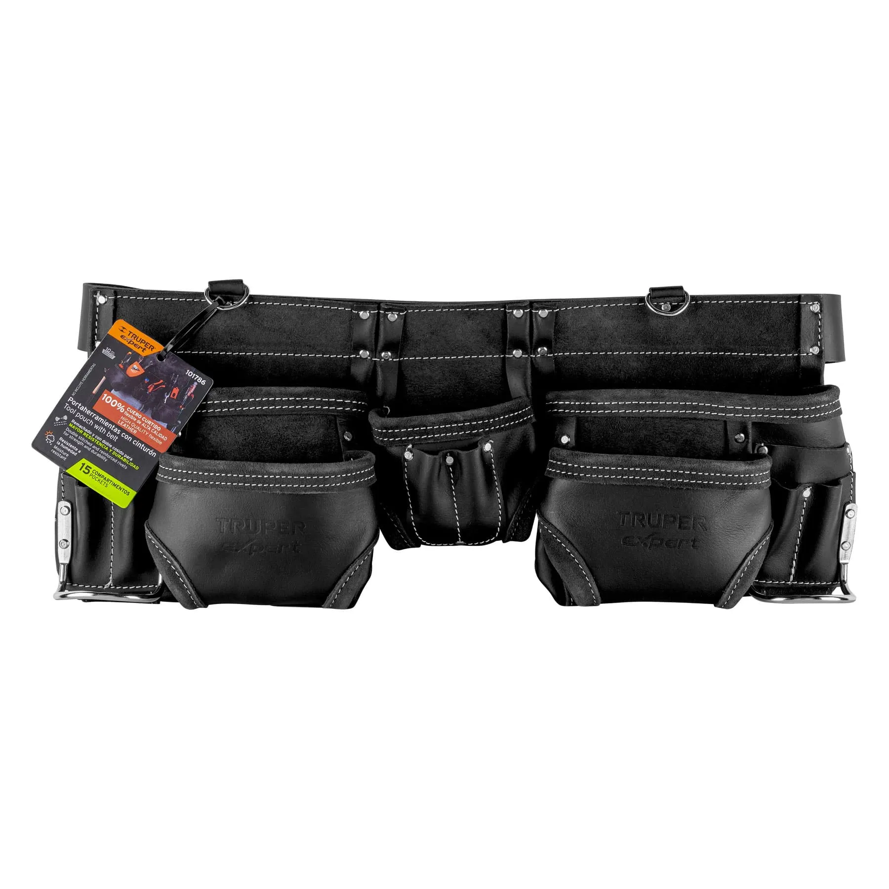 Porta herramientas de carnaza, 15 compartimentos, Expert POHE-11CX, Foto 4 Tienda en línea de herramientas Truper