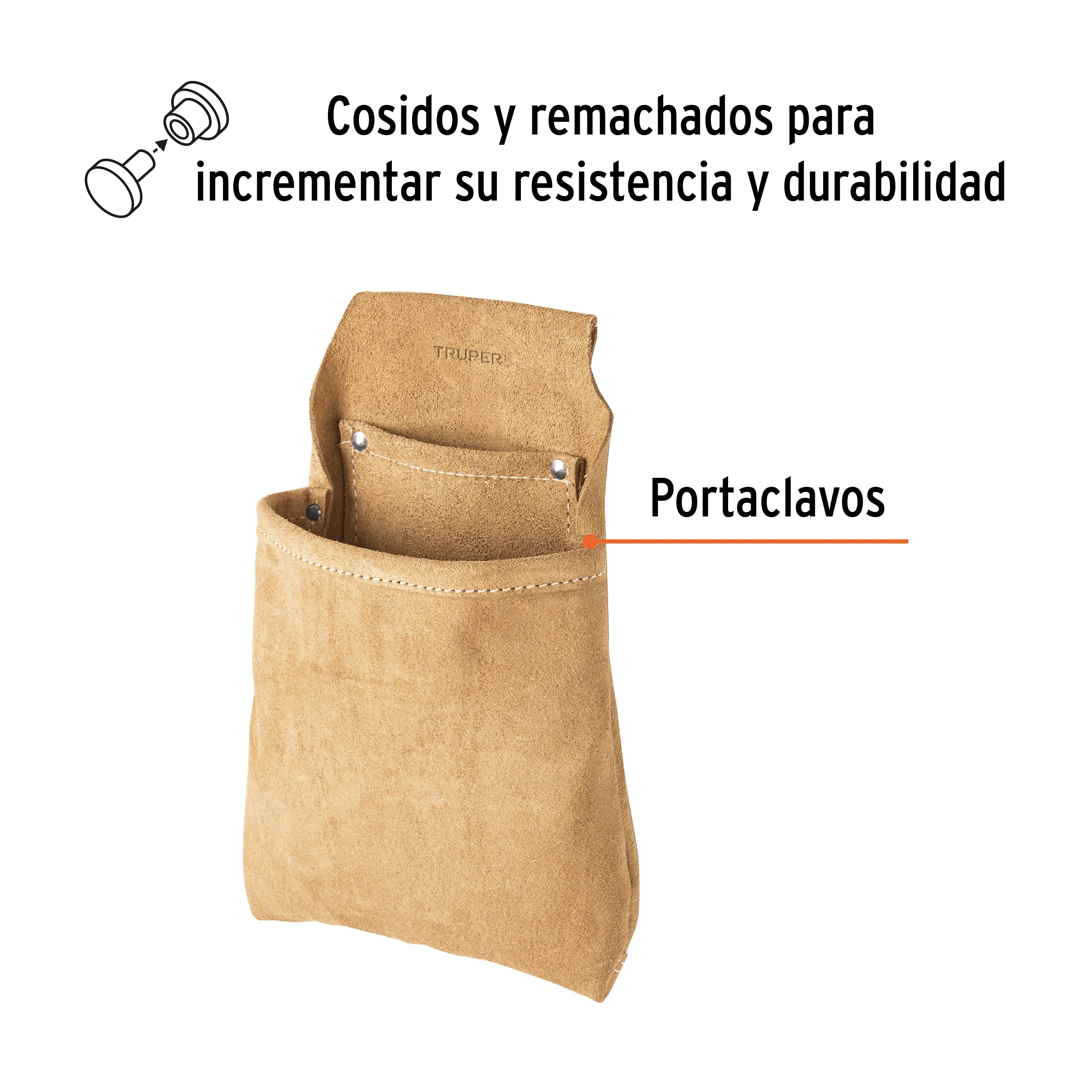 Porta herramientas de clavos con 2 compartimentos, Truper POHE-CLAC, Foto 2 Tienda en línea de herramientas Truper