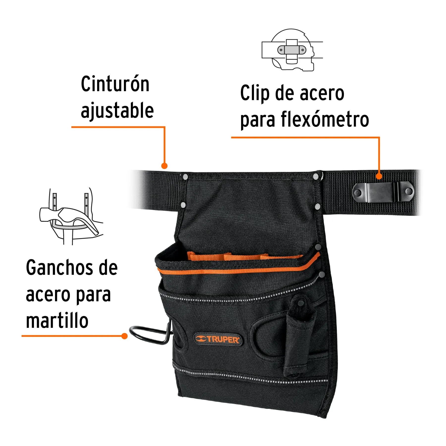 Porta herramientas de poliéster, 7 compartimentos, Truper POHE-7N, Foto 2 Tienda en línea de herramientas Truper