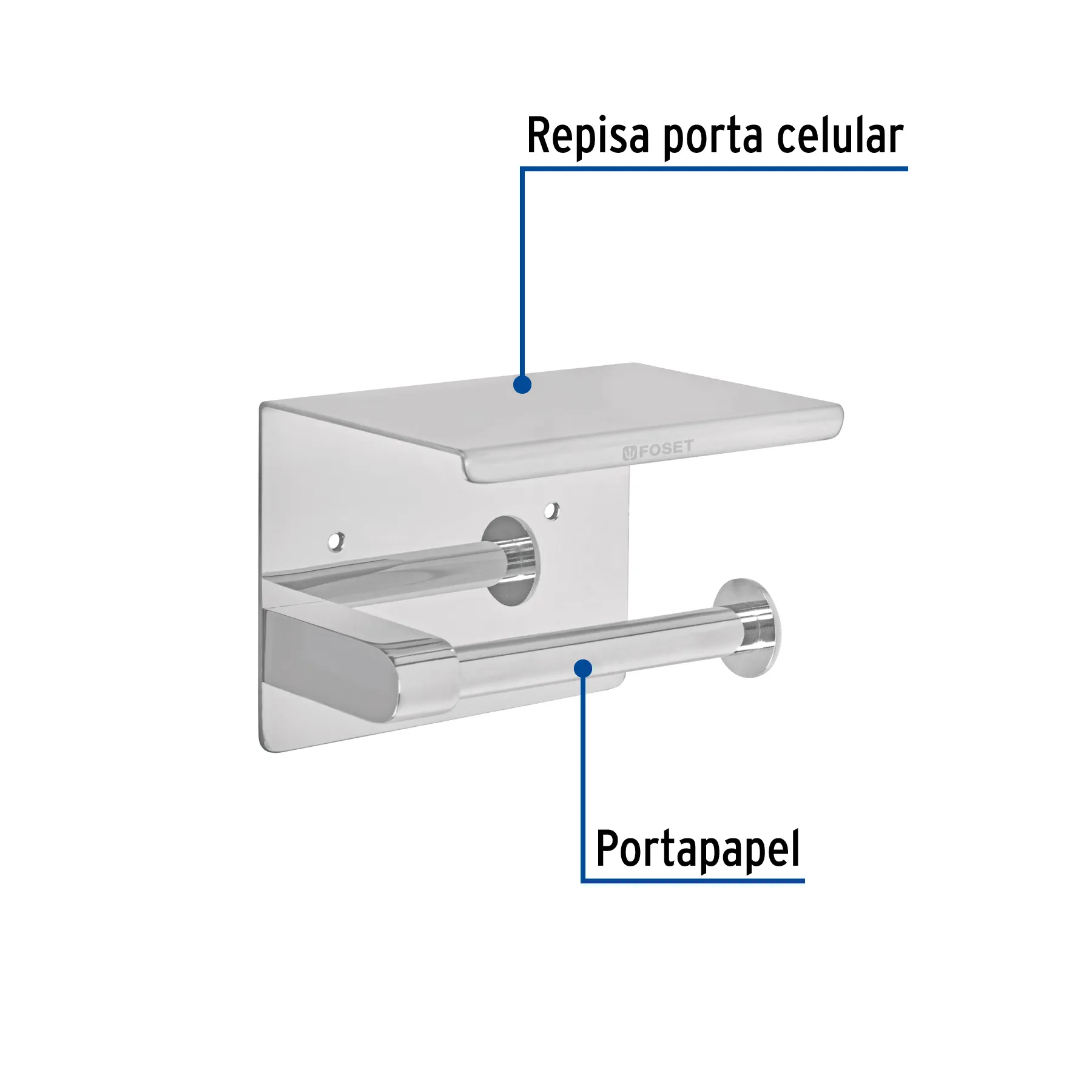 Portarrollo cromo con soporte para celular, Foset Riviera RIA-84, Foto 2 Tienda en línea de herramientas Truper