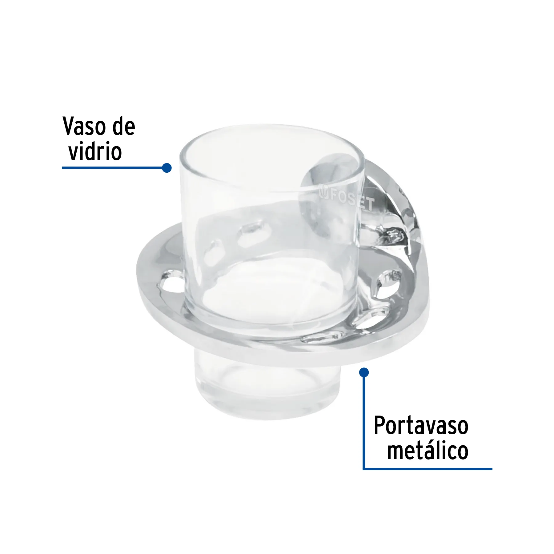 Portavaso cepillero metálico con vaso de vidrio, Foset Aqua AQA-71, Foto 2 Tienda en línea de herramientas Truper