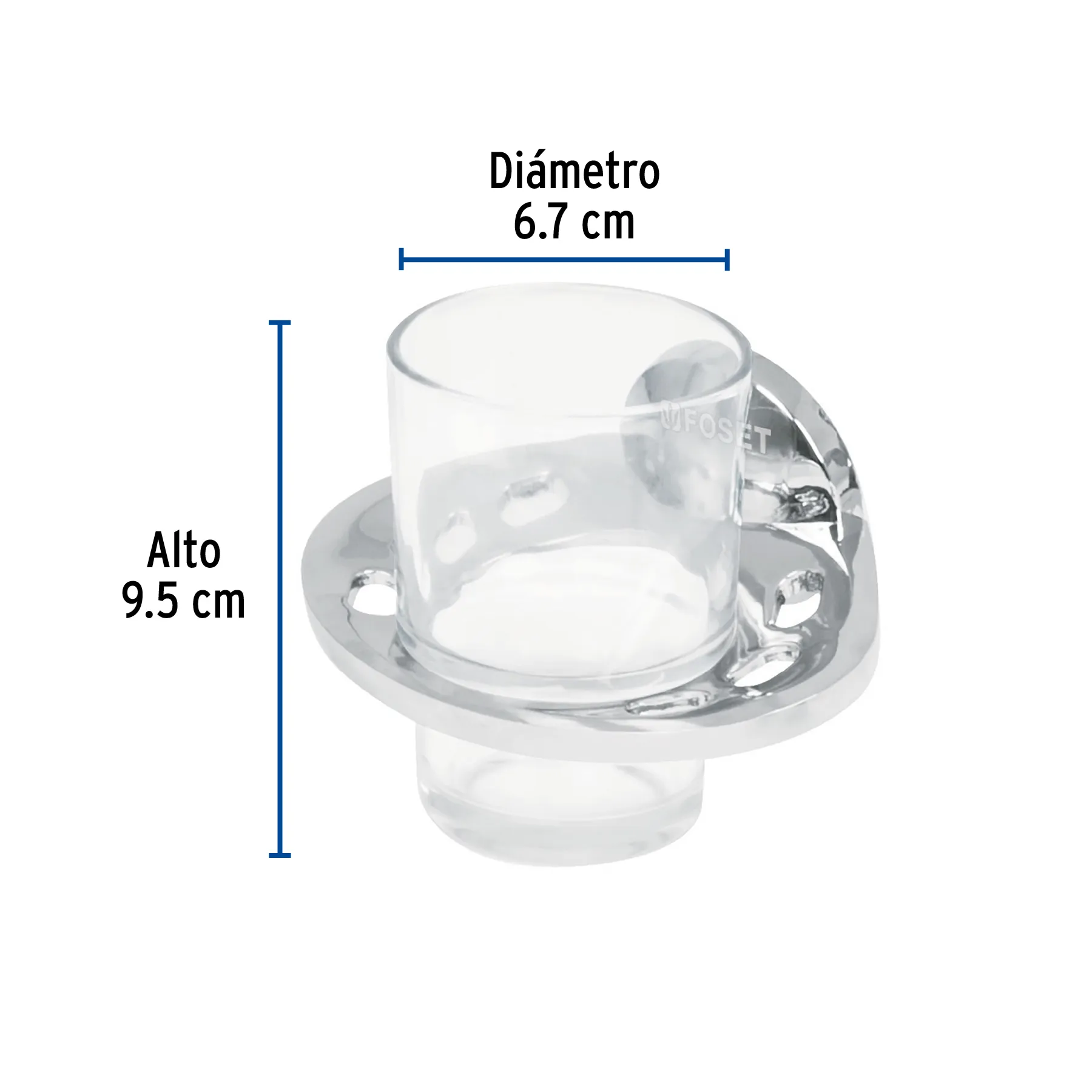 Portavaso cepillero metálico con vaso de vidrio, Foset Aqua AQA-71, Foto 3 Tienda en línea de herramientas Truper