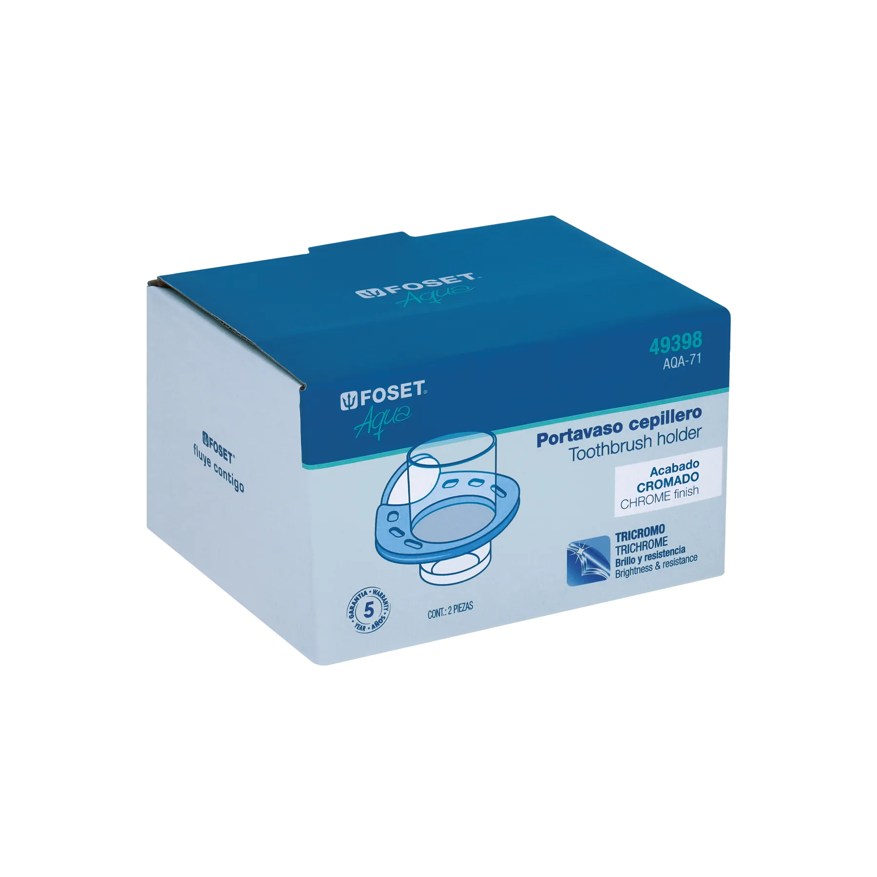Portavaso cepillero metálico con vaso de vidrio, Foset Aqua AQA-71, Foto 4 Tienda en línea de herramientas Truper
