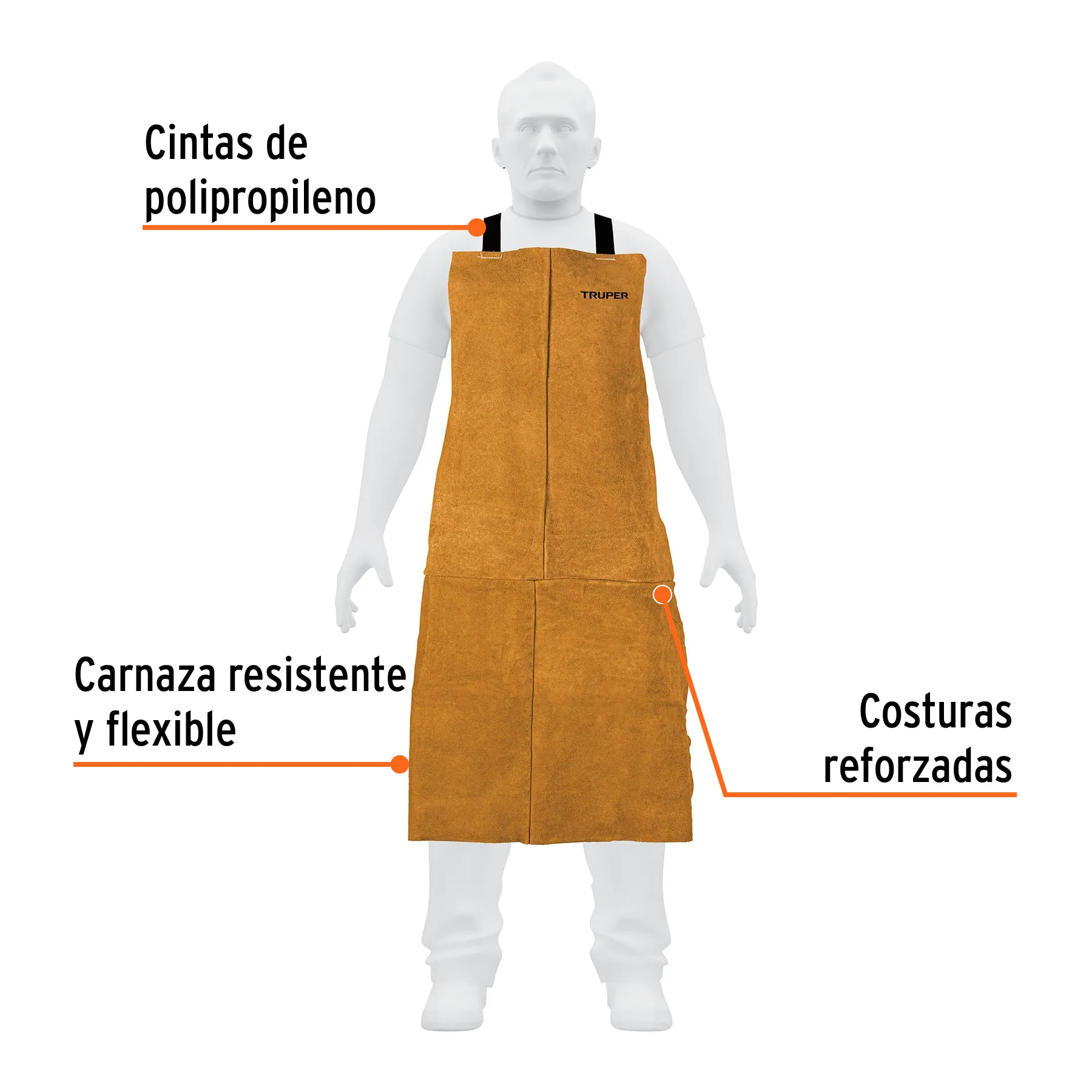 Protección para soldar, peto de carnaza, Truper PROSO-1, Foto 2 Tienda en línea de herramientas Truper