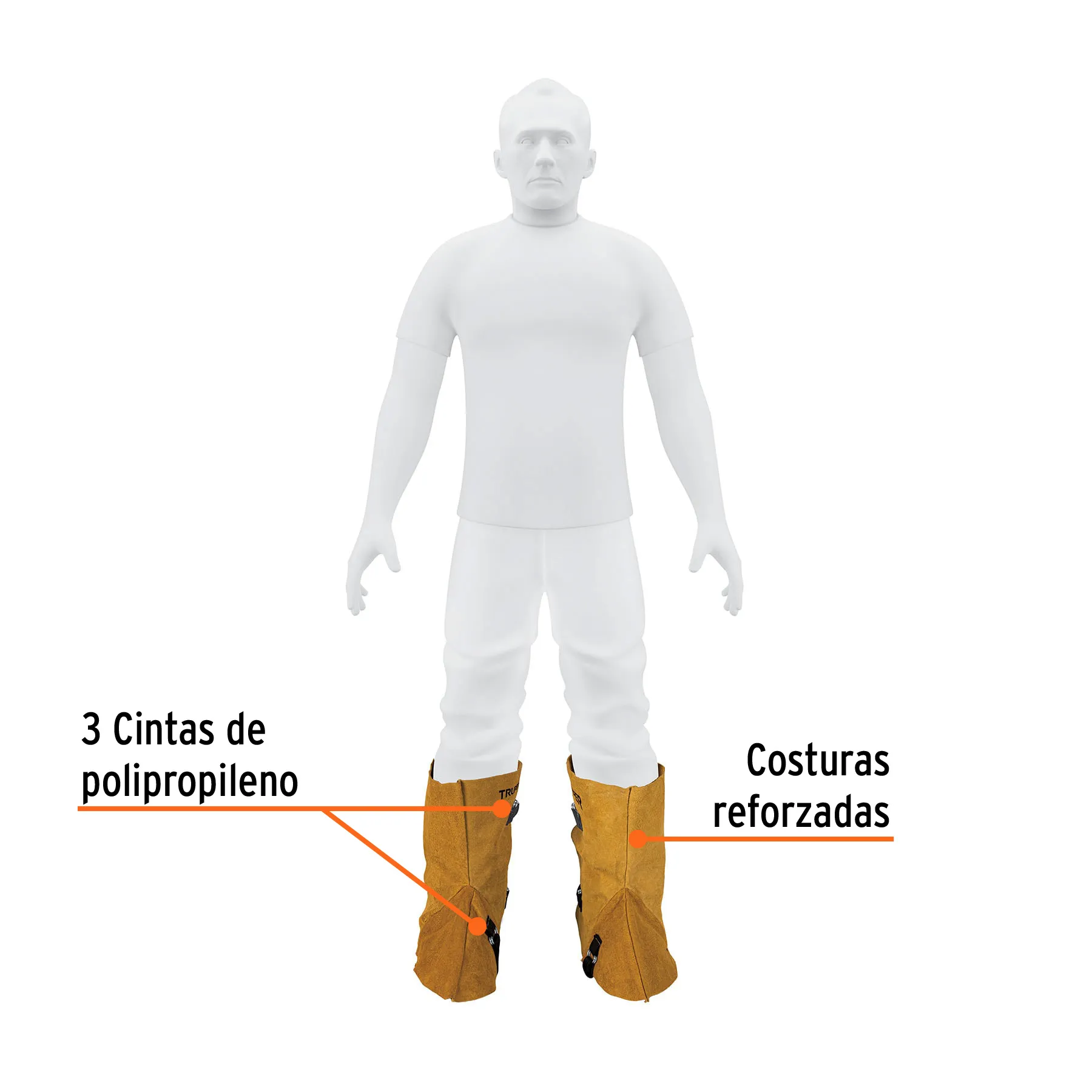 Protección para soldar, polainas de carnaza, Truper PROSO-3, Foto 2 Tienda en línea de herramientas Truper
