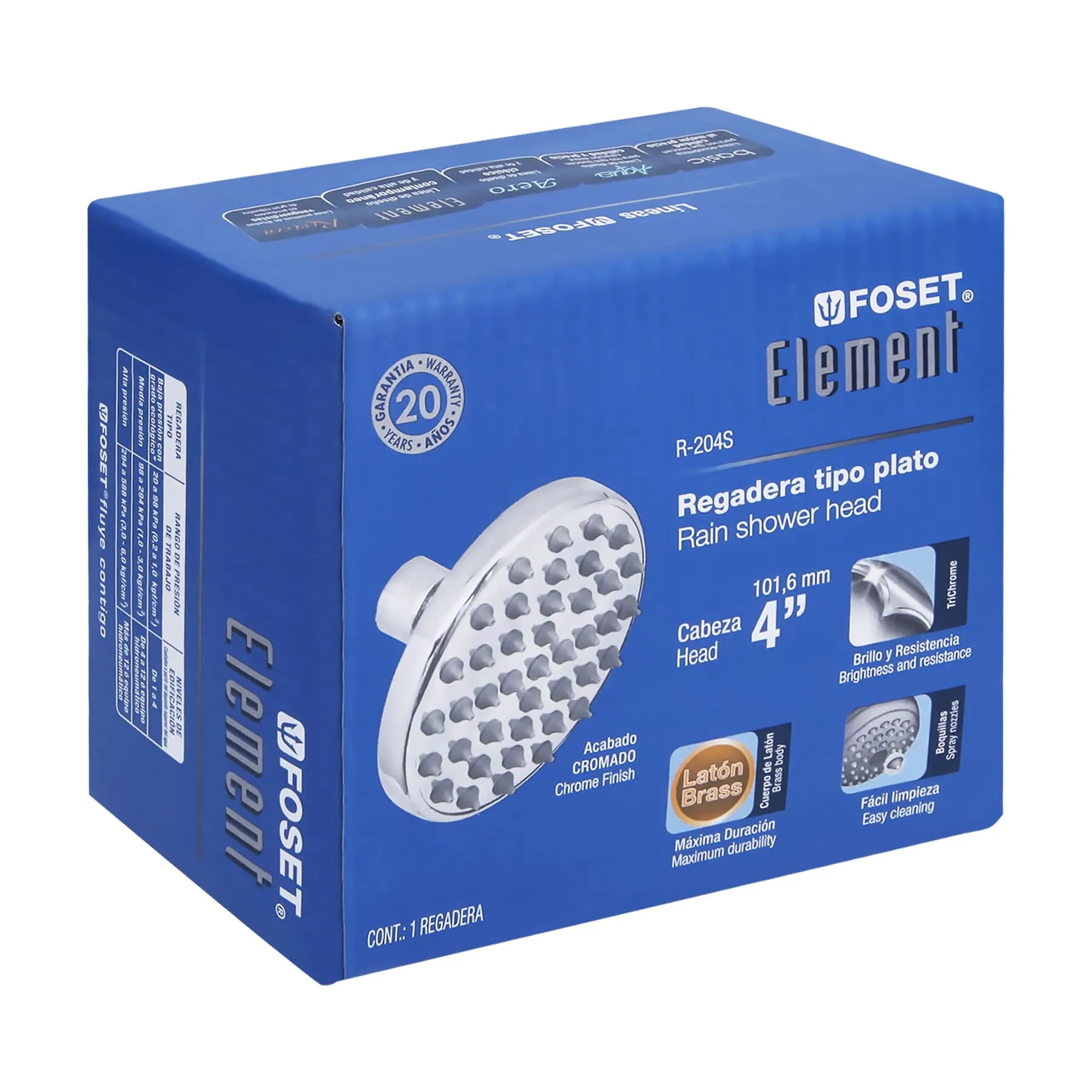 Regadera cromo 4 R-204S, Foto 4 Tienda en línea de herramientas Truper