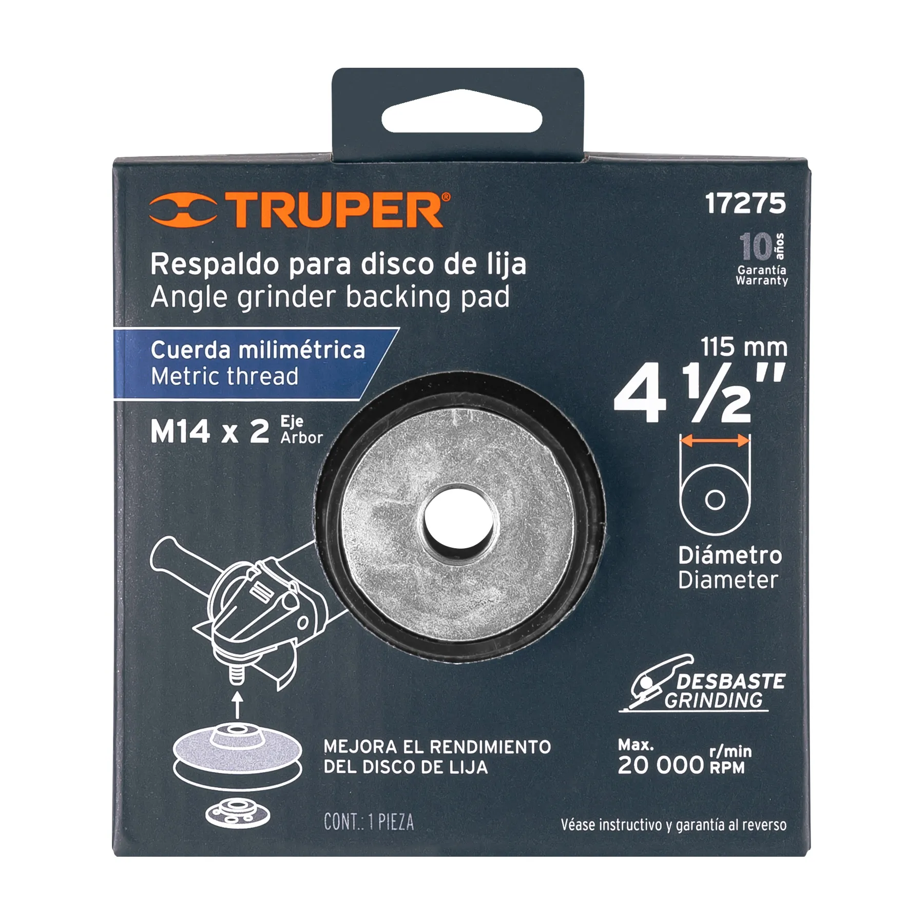 Respaldo para discos de lija 4-1/2 RES-DILI-4-1/2M, Foto 2 Tienda en línea de herramientas Truper