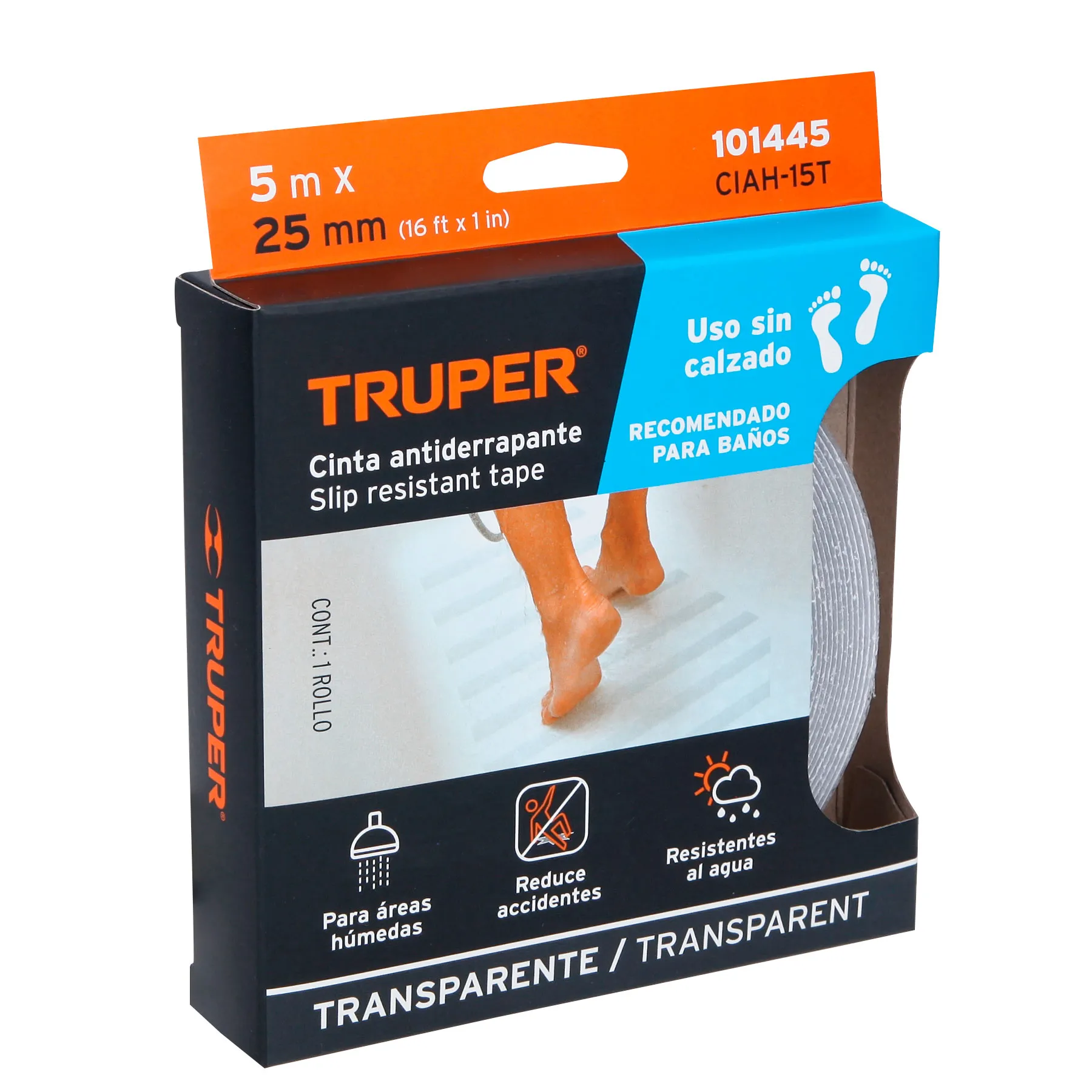 Rollo 5 m cinta antiderrapante transp. 25mm p/áreas húmedas CIAH-15T, Foto 3 Tienda en línea de herramientas Truper