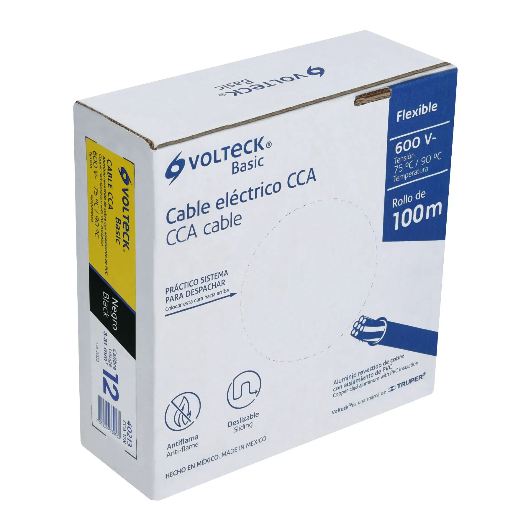 Rollo de 100 metros de cable THW CCA 12 AWG negro, Basic, Foto 1 Tienda en línea de herramientas Truper