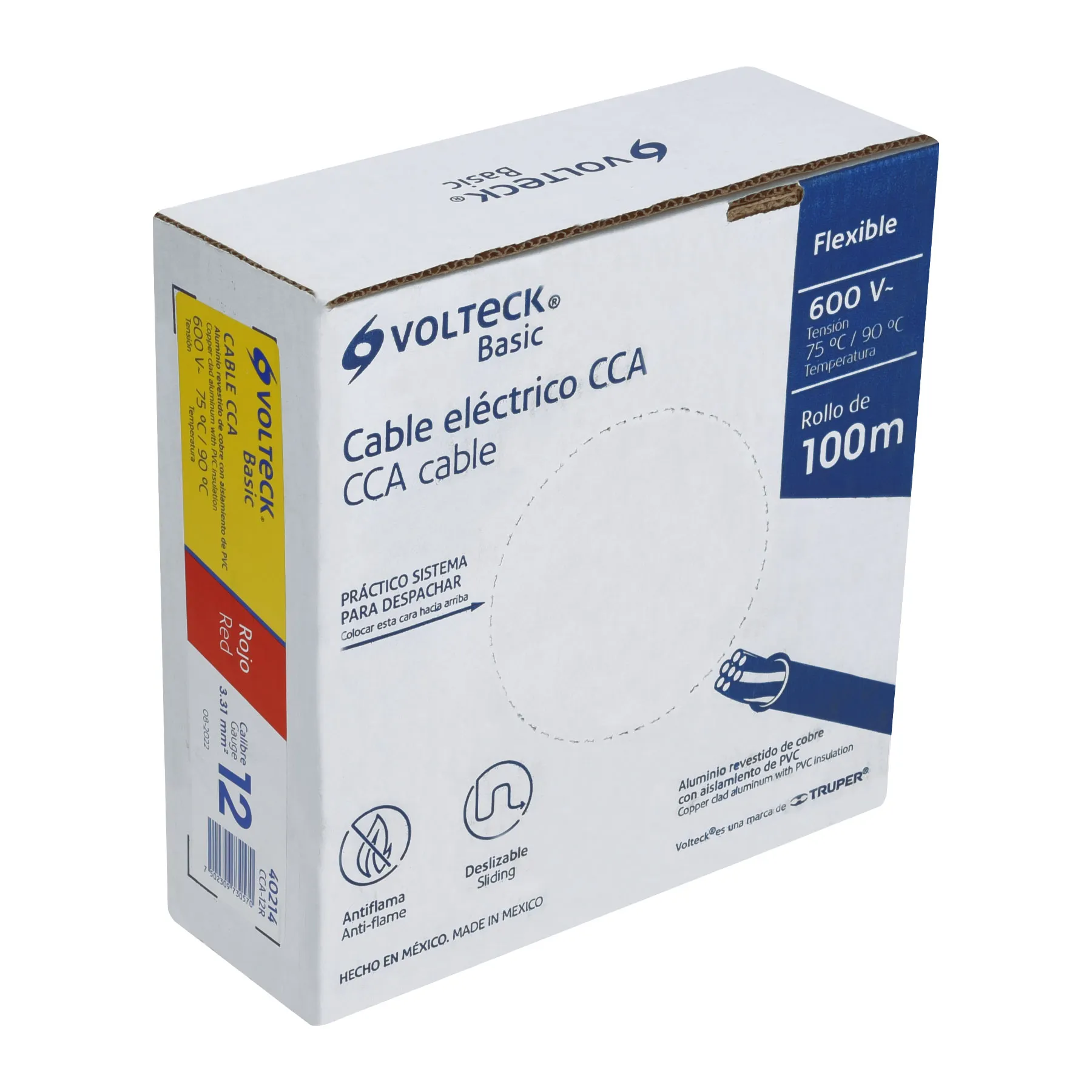 Rollo de 100 metros de cable THW CCA 12 AWG rojo, Basic, Foto 1 Tienda en línea de herramientas Truper