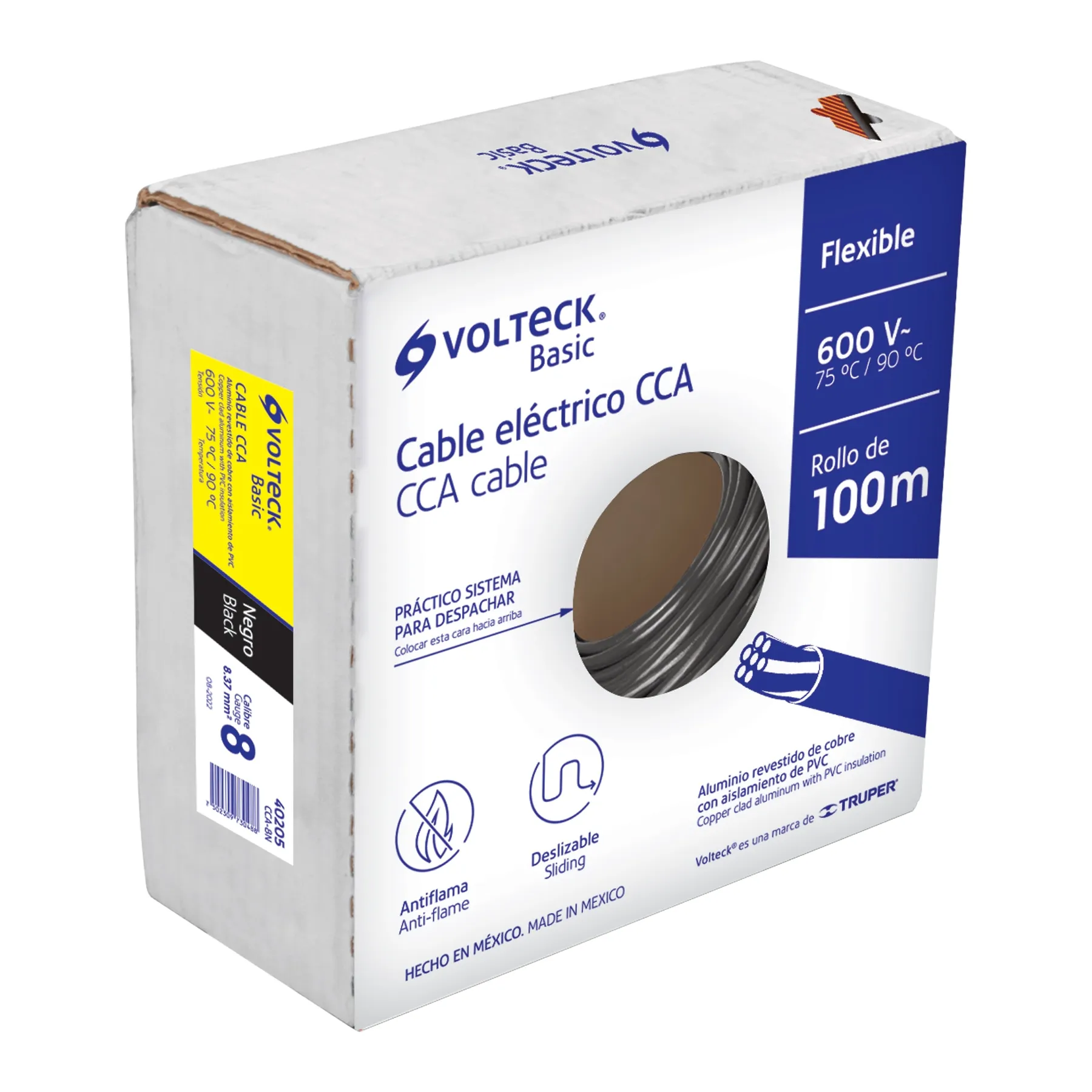 Rollo de 100 metros de cable THW CCA 8 AWG negro, Basic CCA-8N, Foto 3 Tienda en línea de herramientas Truper
