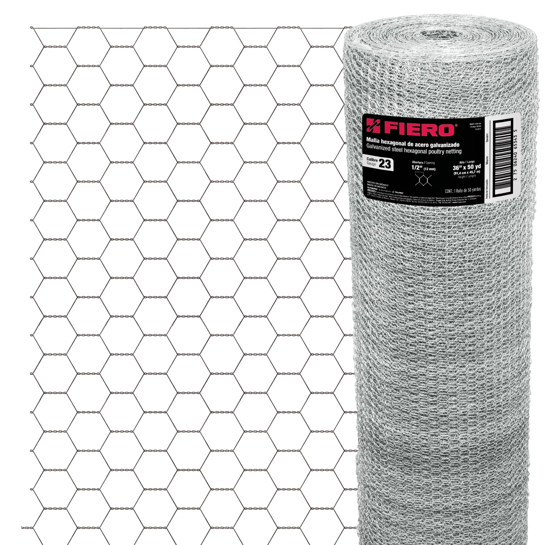 Rollo malla hexagonal cal.23, 0.90x 45m, abertura 13mm, 16kg Rollo malla hexagonal cal.23, 0.90x 45m, abertura 13mm, 16kg, Foto 1 Tienda en línea de herramientas Truper