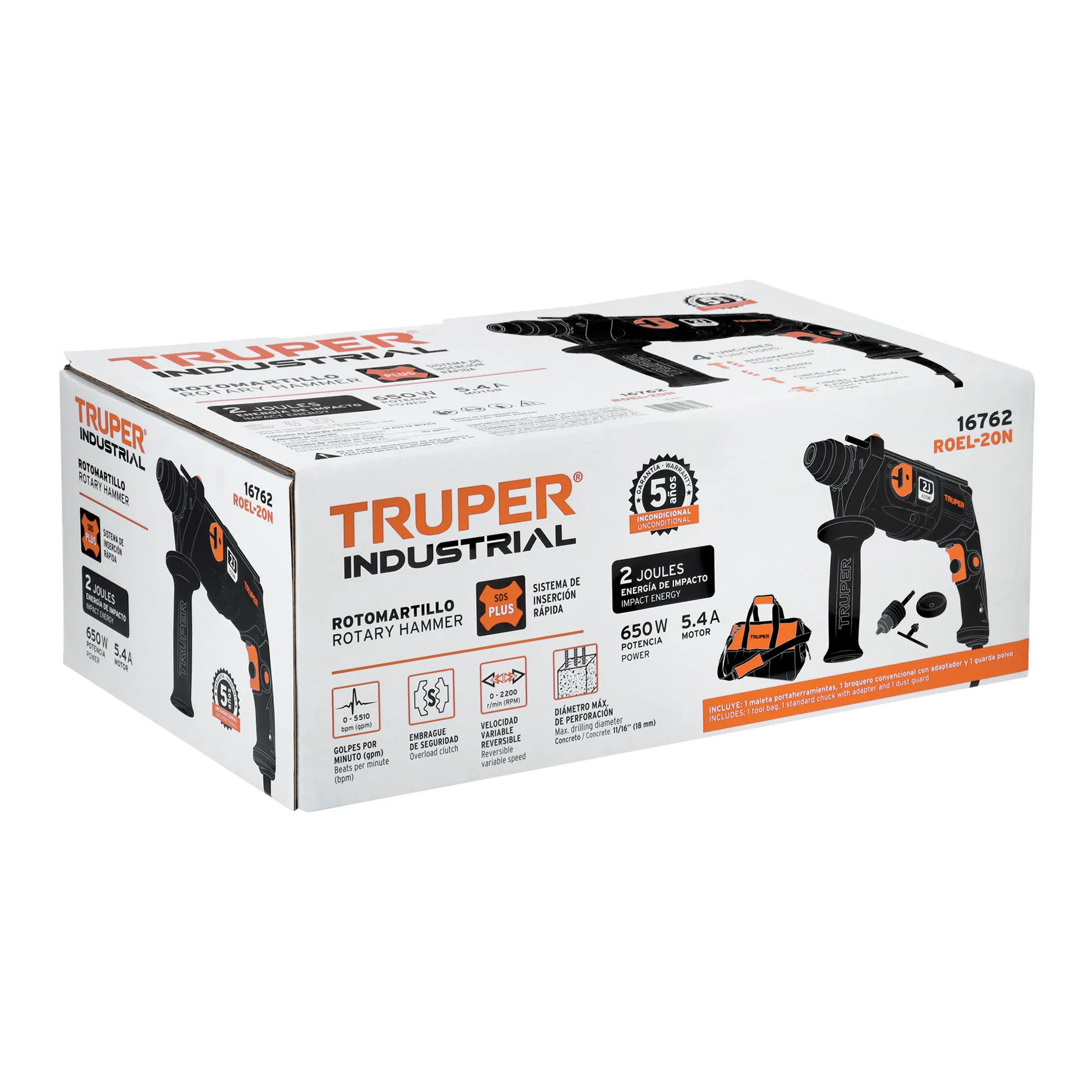 Rotomartillo SDS Plus 2 Joules, 650W, TRUPER INDUSTRIAL ROEL-20N, Foto 4 Tienda en línea de herramientas Truper