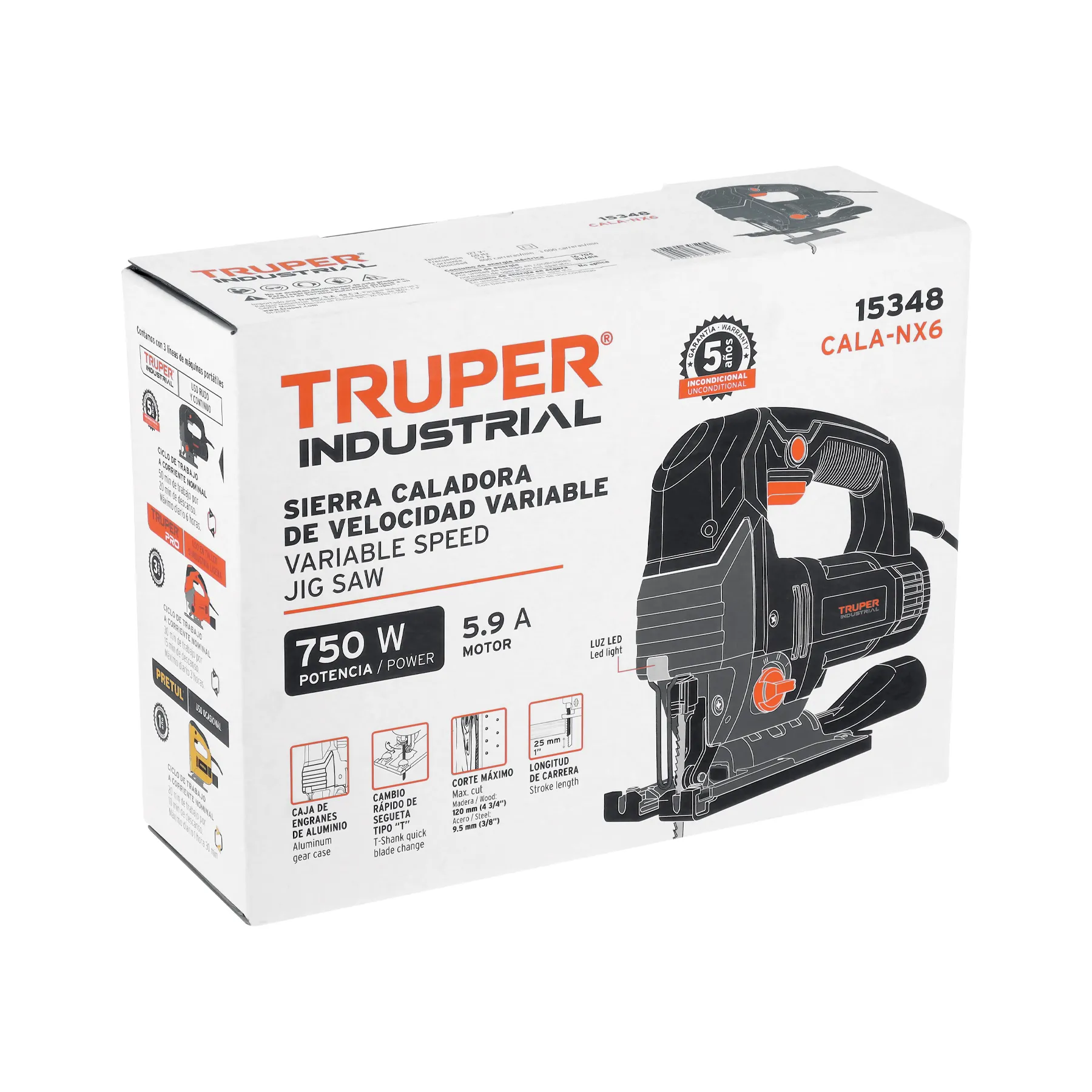 Sierra caladora 750W 5.9 A vel. variable, TRUPER INDUSTRIAL CALA-NX6, Foto 4 Tienda en línea de herramientas Truper