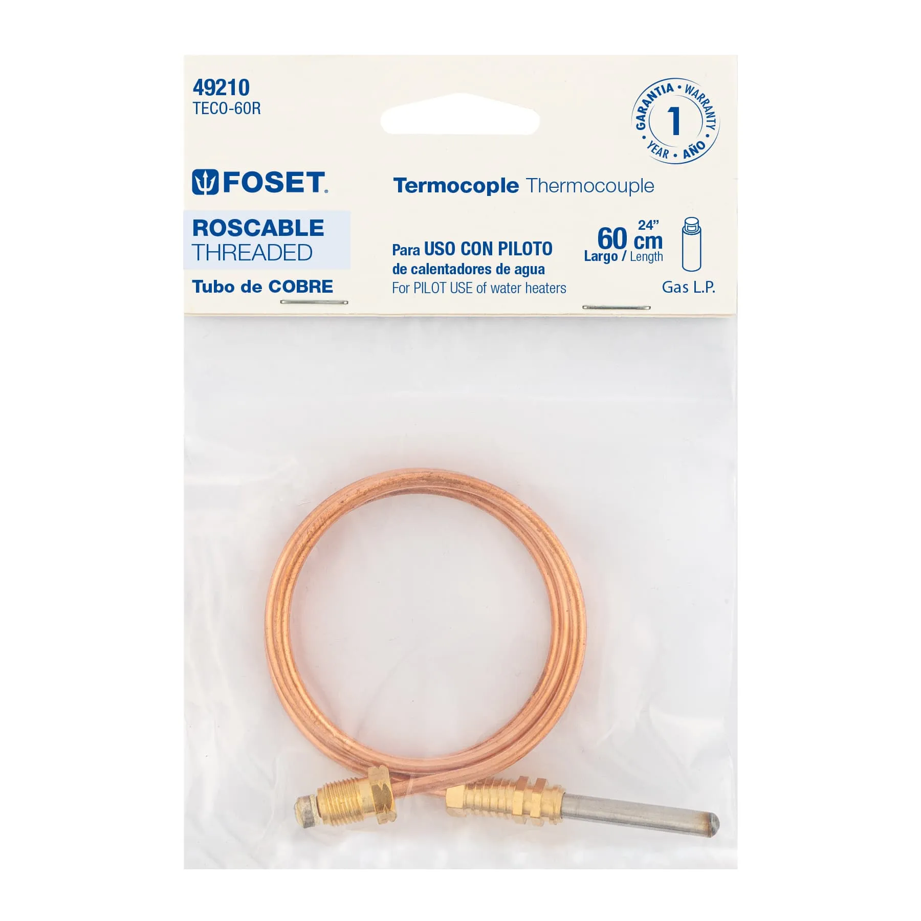 Termocople 60 cm roscable, Foset TECO-60R, Foto 3 Tienda en línea de herramientas Truper
