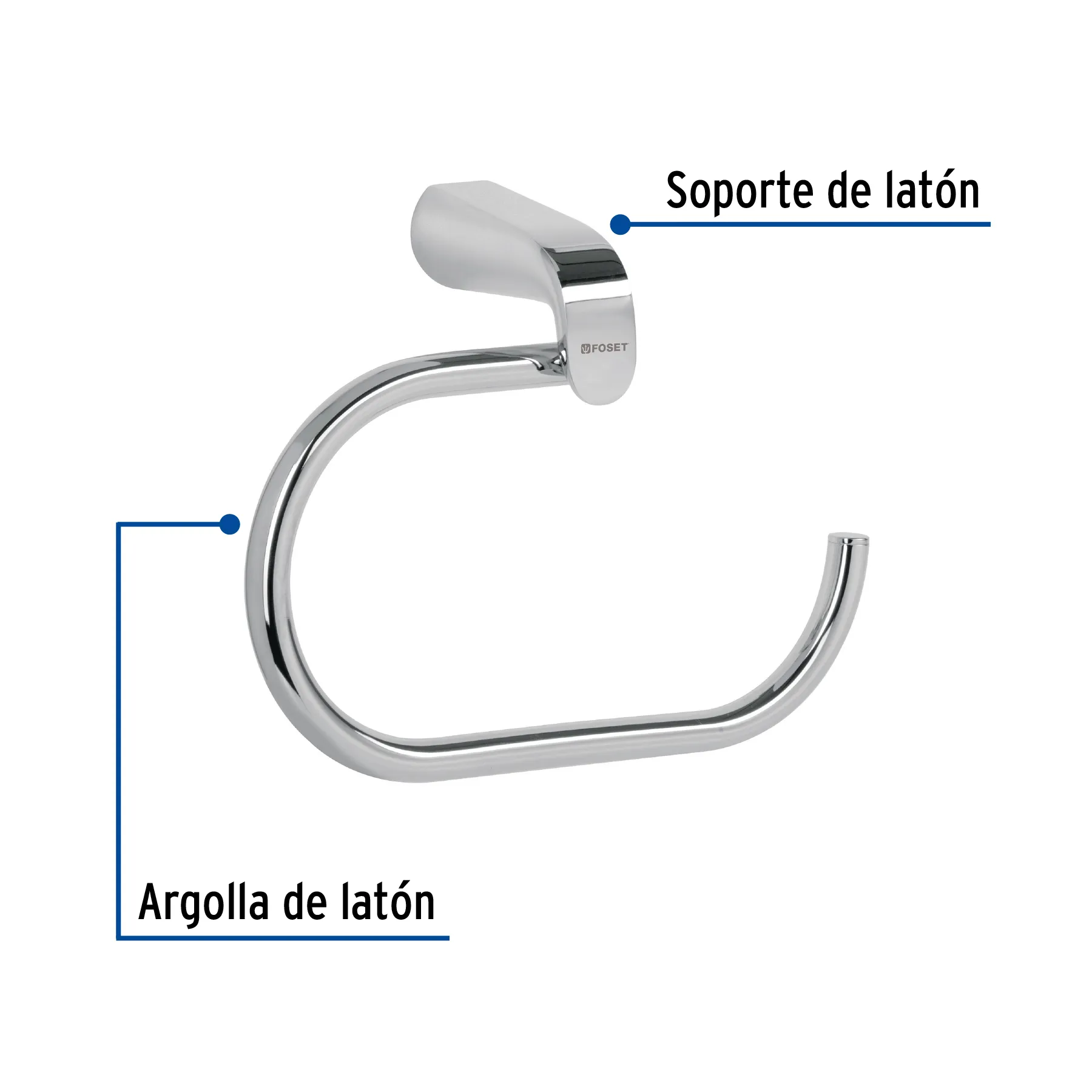 Toallero argolla de latón en acabado cromo, Foset Riviera RIA-77, Foto 2 Tienda en línea de herramientas Truper