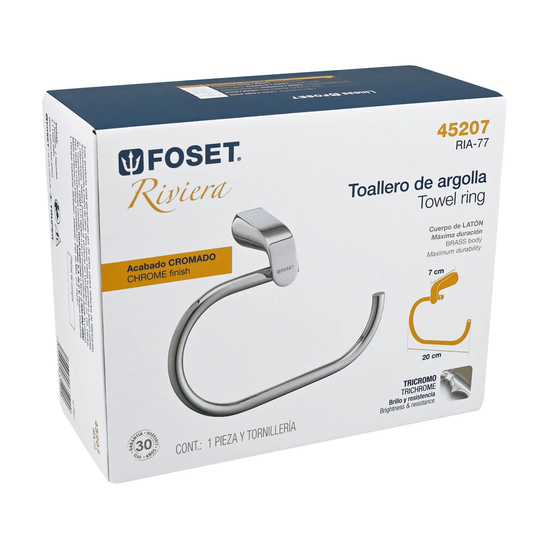 Toallero argolla de latón en acabado cromo, Foset Riviera RIA-77, Foto 4 Tienda en línea de herramientas Truper